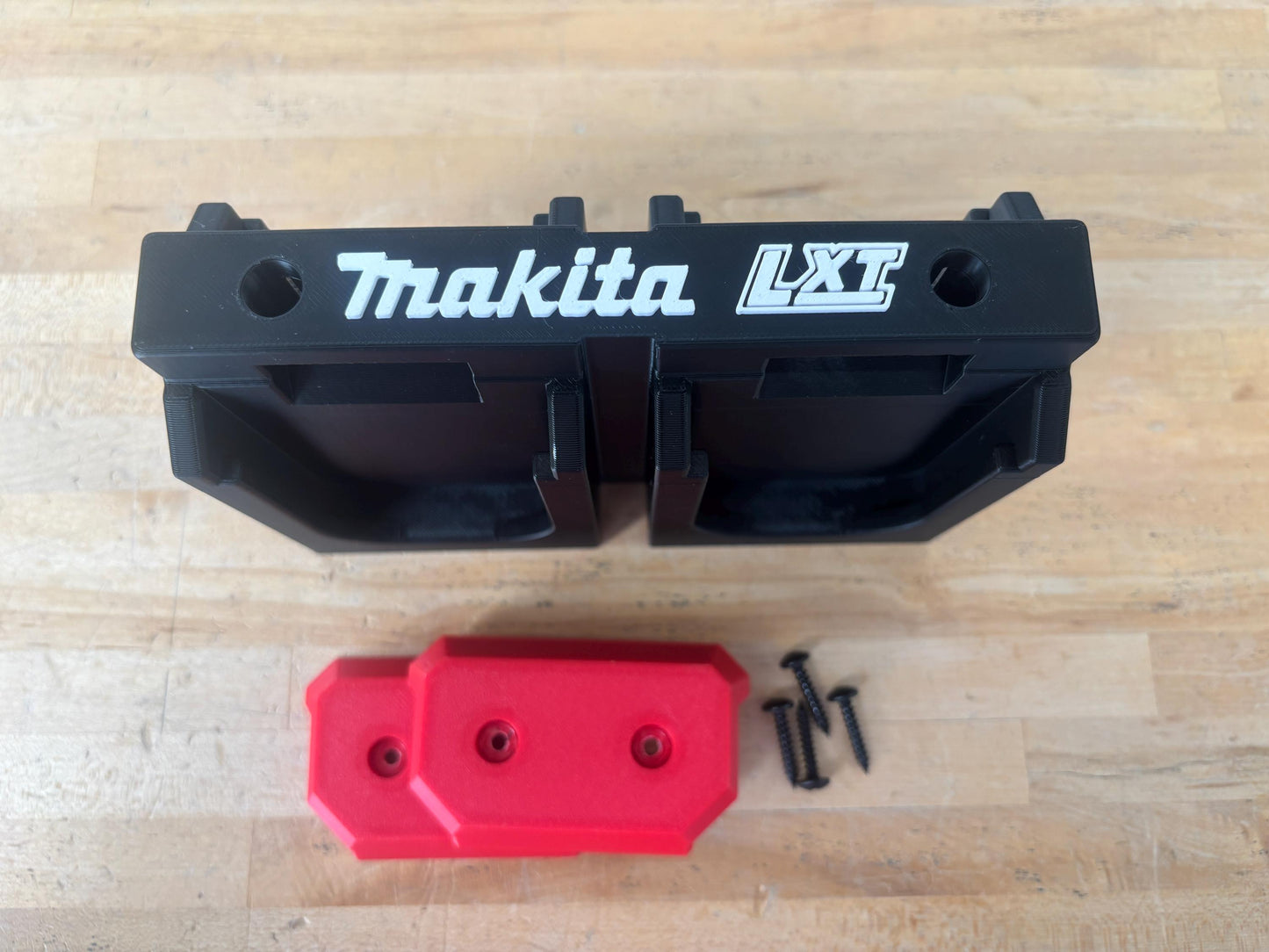 Wall Mount Holder for Makita 18V LXT Batteries – holds 4 Batteries, Optional Packout Mounting