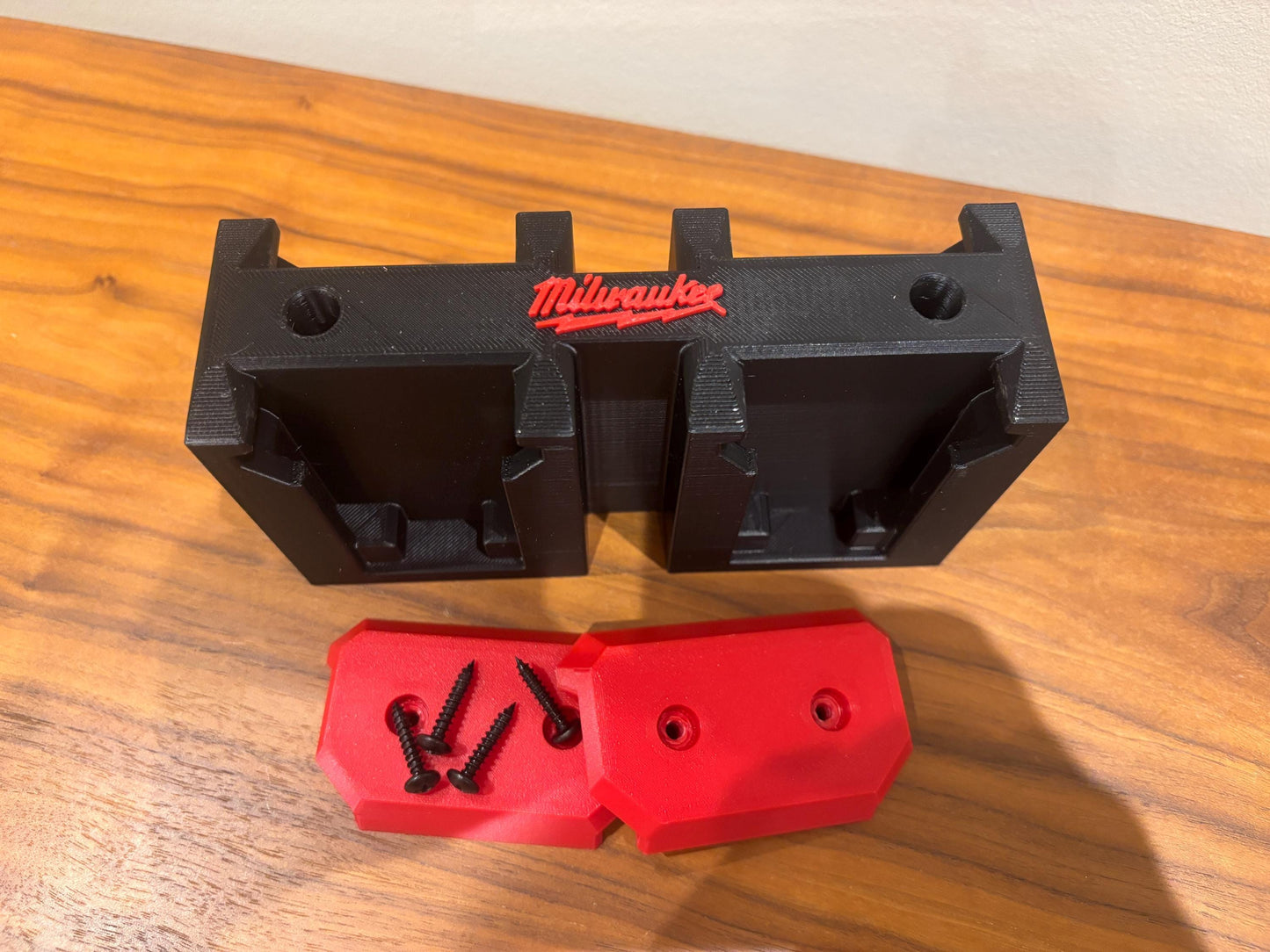 Wall Mount Holder for Milwaukee M18 Batteries – holds 4 Batteries, Optional Packout Mounting