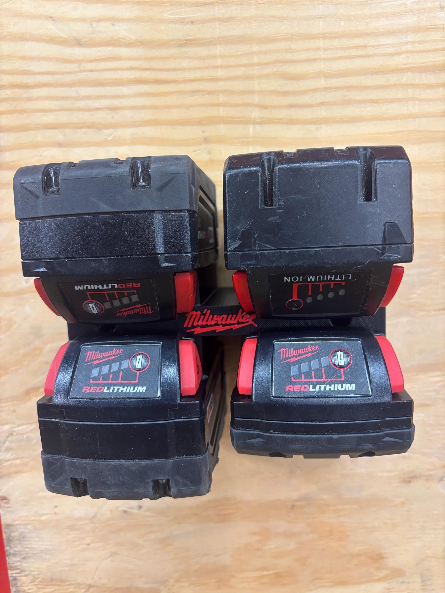 Wall Mount Holder for Milwaukee M18 Batteries – holds 4 Batteries, Optional Packout Mounting