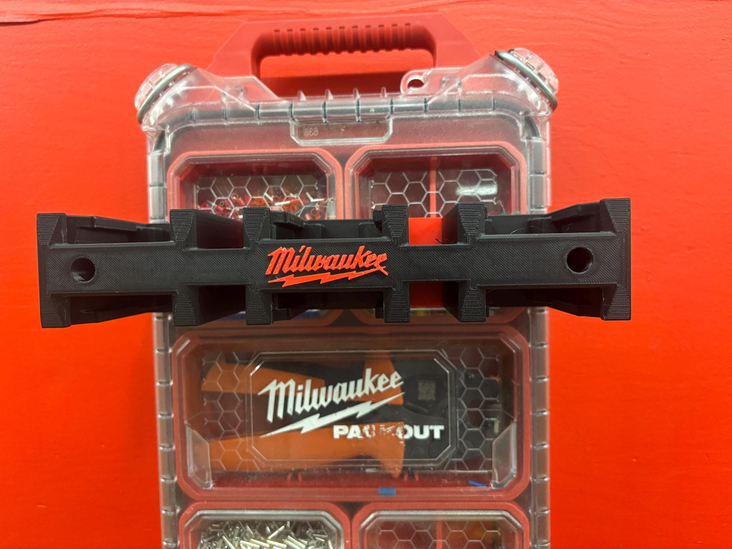 Wall Mount Holder for Milwaukee M18 Batteries – holds 6 Batteries, Optional Packout Mounting