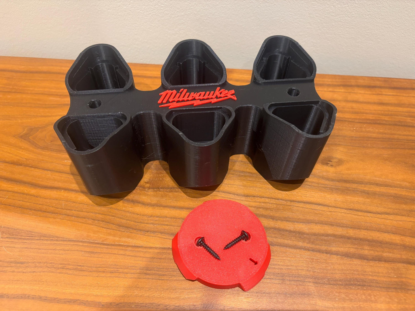 Wall Mount Holder for Milwaukee M12 Batteries – holds 6 Batteries, Optional Packout Mounting