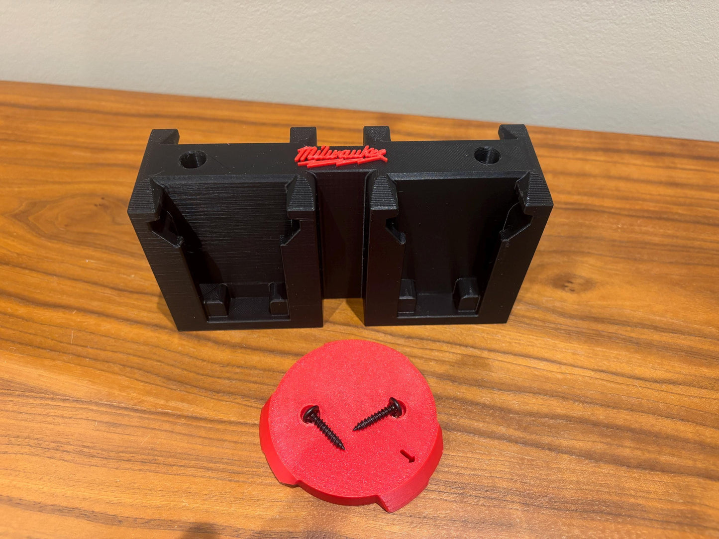 Wall Mount Holder for Milwaukee M18 Batteries – holds 4 Batteries, Optional Packout Mounting