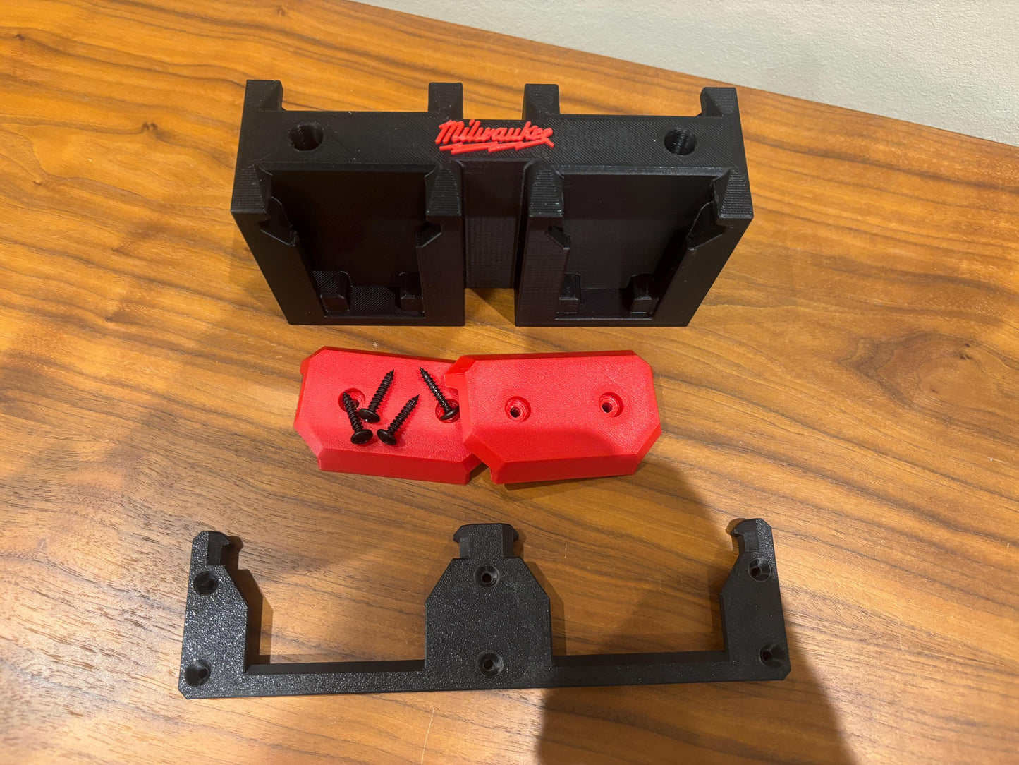 Wall Mount Holder for Milwaukee M18 Batteries – holds 4 Batteries, Optional Packout Mounting