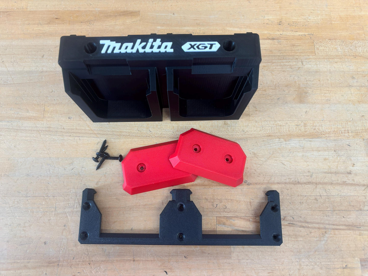 Wall Mount Holder for Makita 40V XGT Batteries – holds 4 Batteries, Optional Packout Mounting