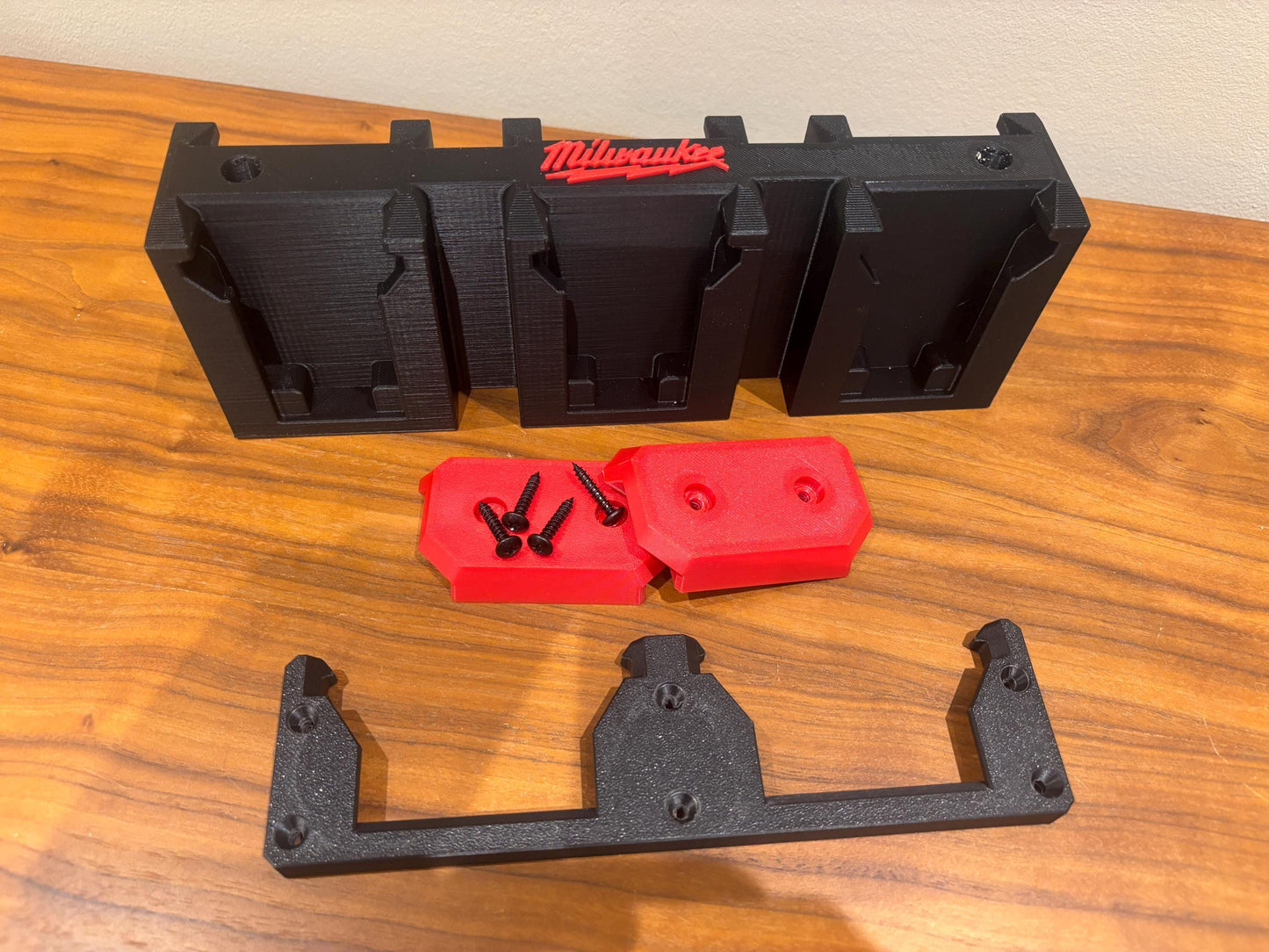 Wall Mount Holder for Milwaukee M18 Batteries – holds 6 Batteries, Optional Packout Mounting