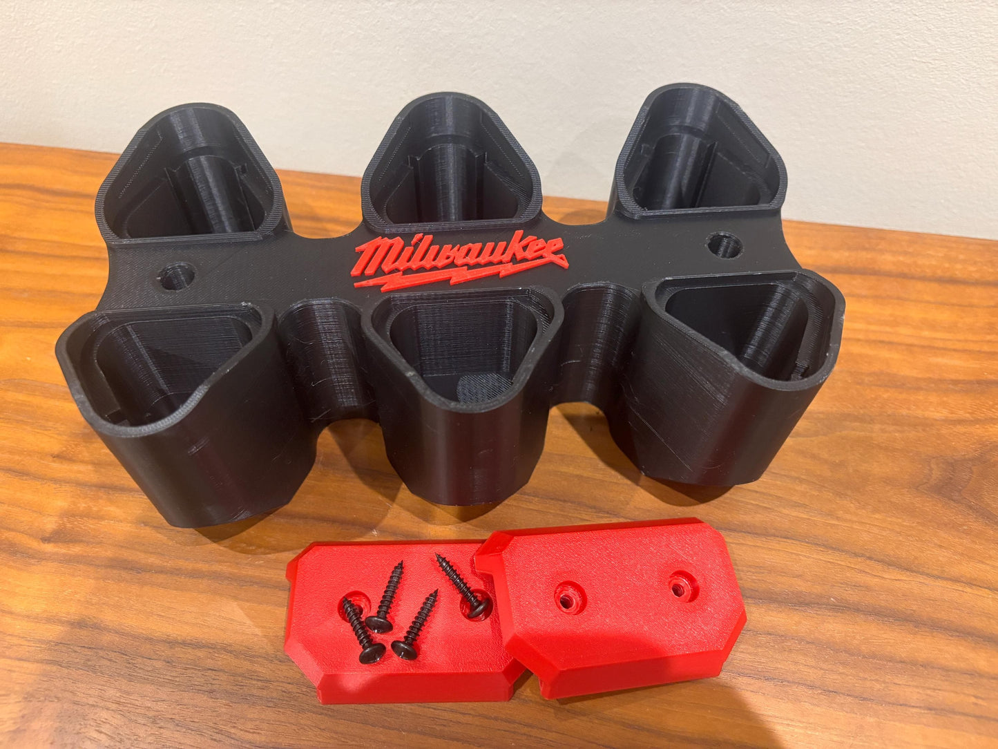 Wall Mount Holder for Milwaukee M12 Batteries – holds 6 Batteries, Optional Packout Mounting