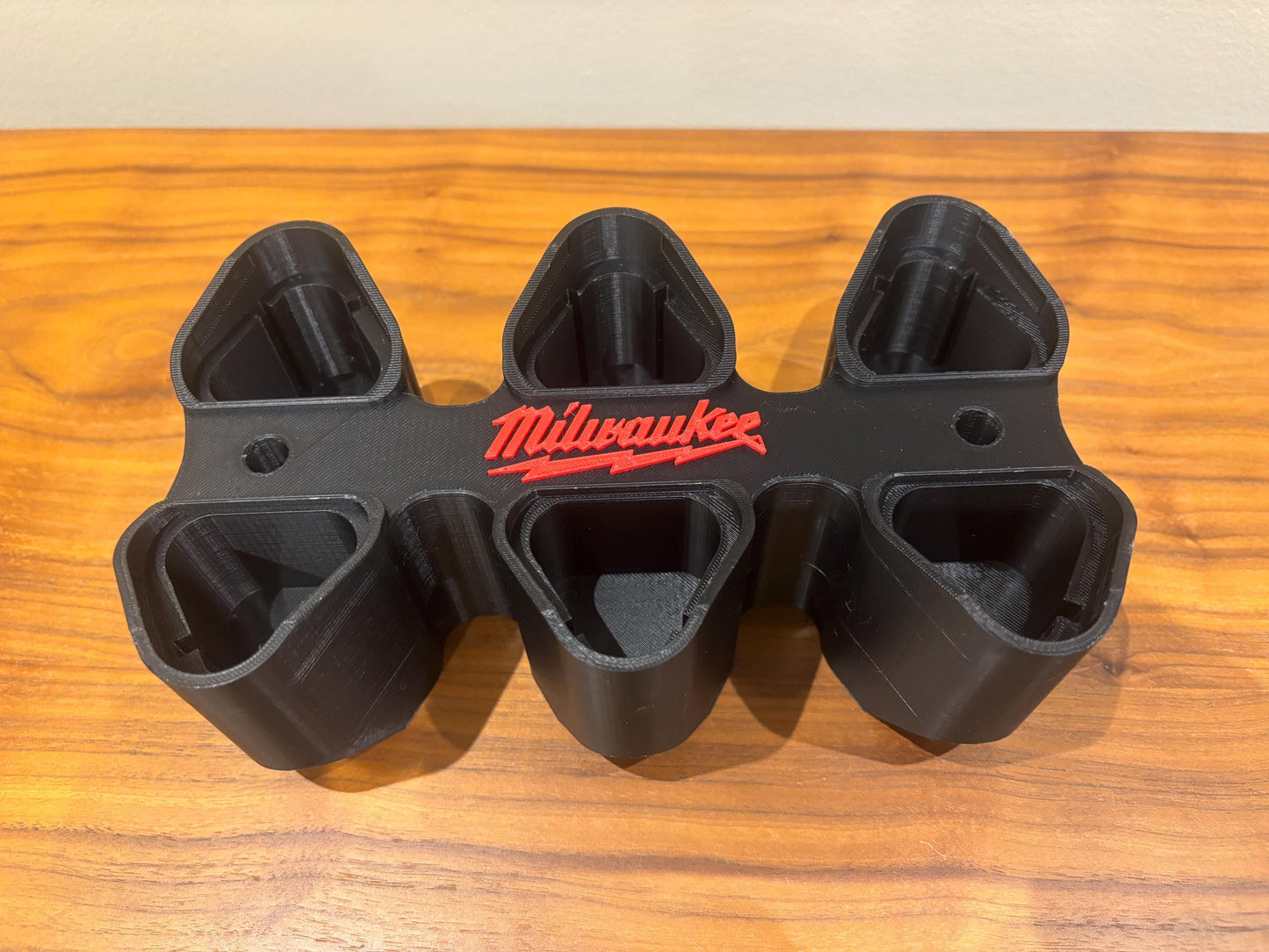 Wall Mount Holder for Milwaukee M12 Batteries – holds 6 Batteries, Optional Packout Mounting