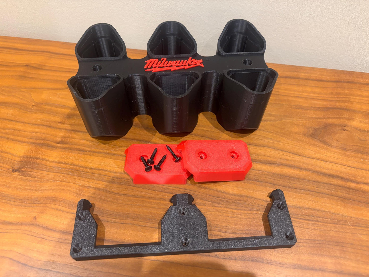 Wall Mount Holder for Milwaukee M12 Batteries – holds 6 Batteries, Optional Packout Mounting