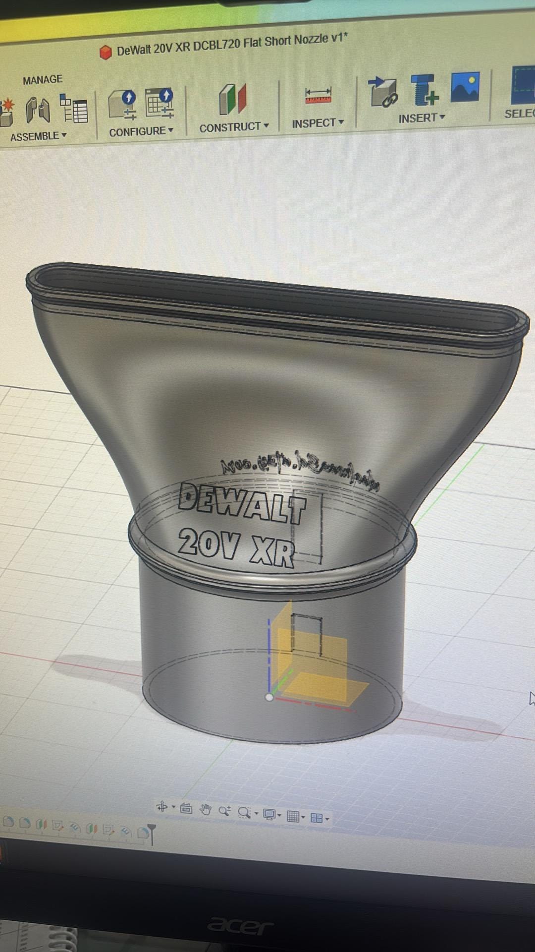 Short Flat Nozzle For DeWalt 20V DCBL720 (gen-1 older model) Leaf Blower
