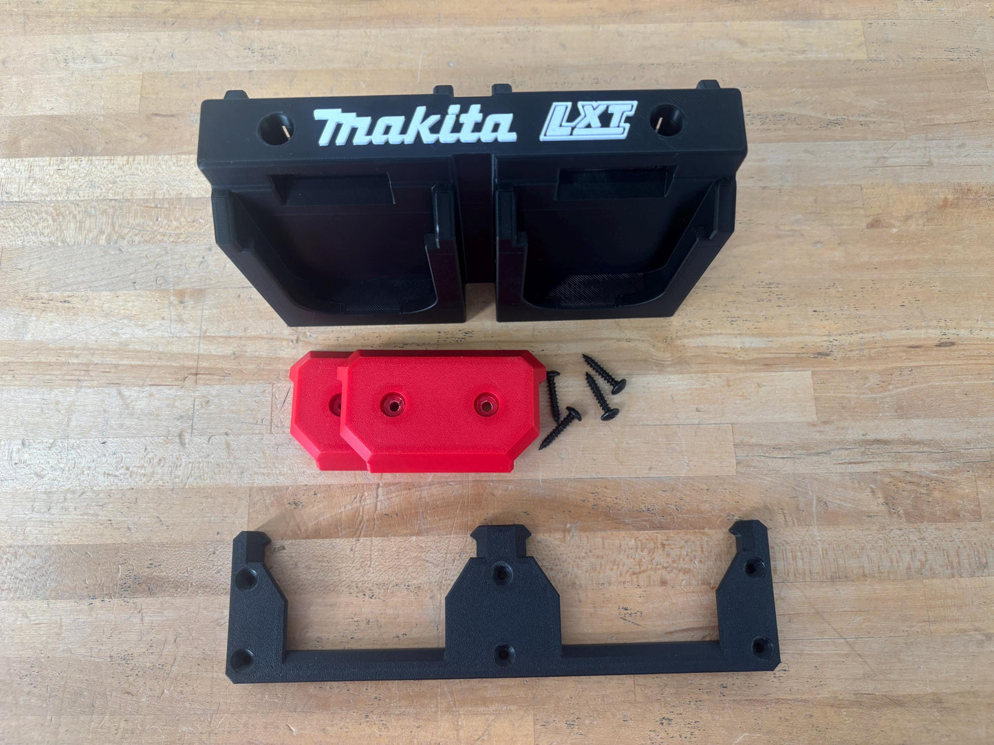 Wall Mount Holder for Makita 18V LXT Batteries – holds 4 Batteries, Optional Packout Mounting