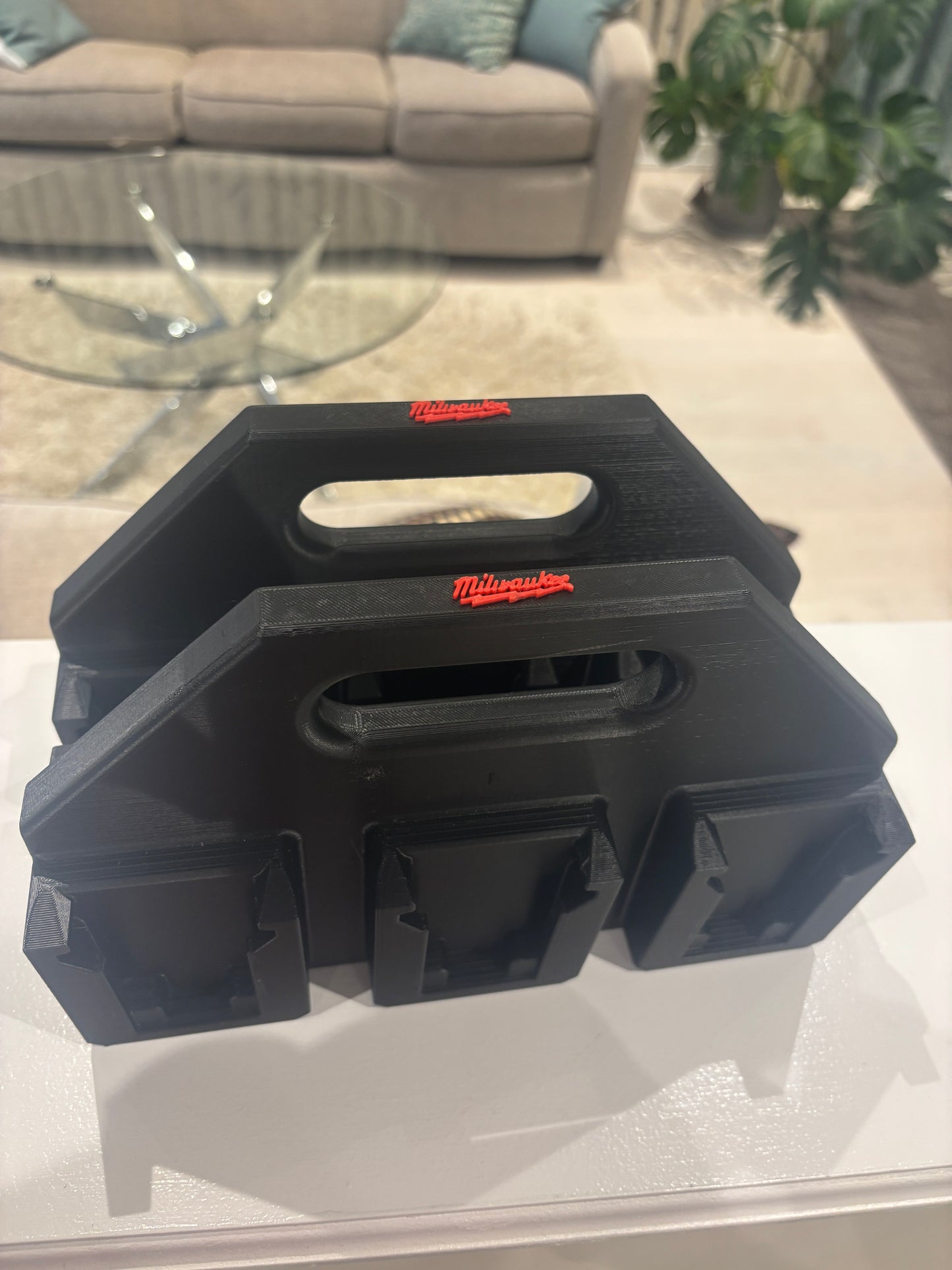 Battery Caddy for Milwaukee M18 Batteries – holds 6 Batteries, Optional Milwaukee Packout Mounting