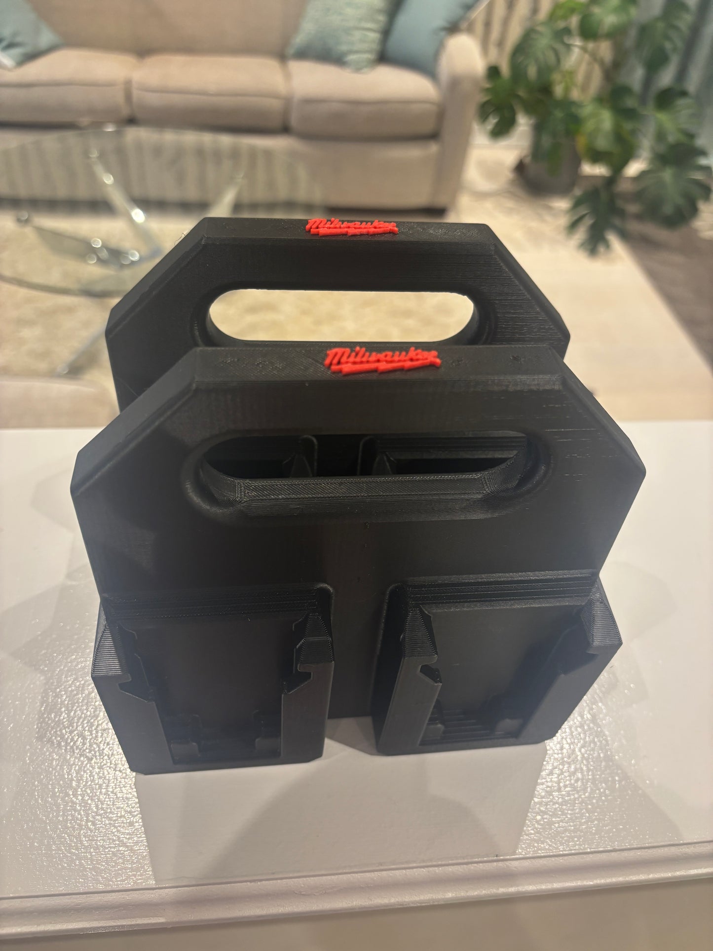 Battery Caddy for Milwaukee M18 Batteries – holds 4 Batteries, Optional Milwaukee Packout Mounting