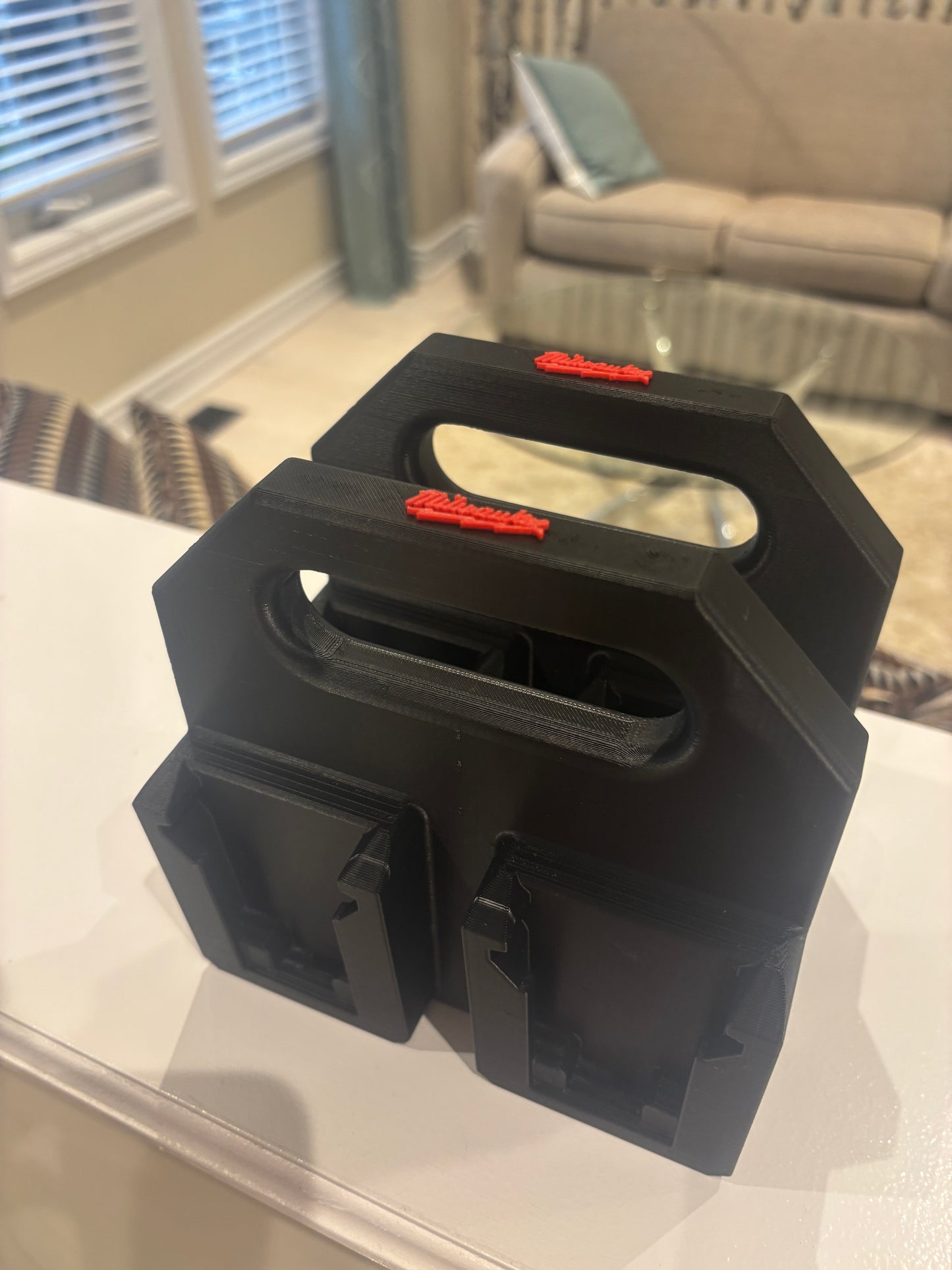 Battery Caddy for Milwaukee M18 Batteries – holds 4 Batteries, Optional Milwaukee Packout Mounting
