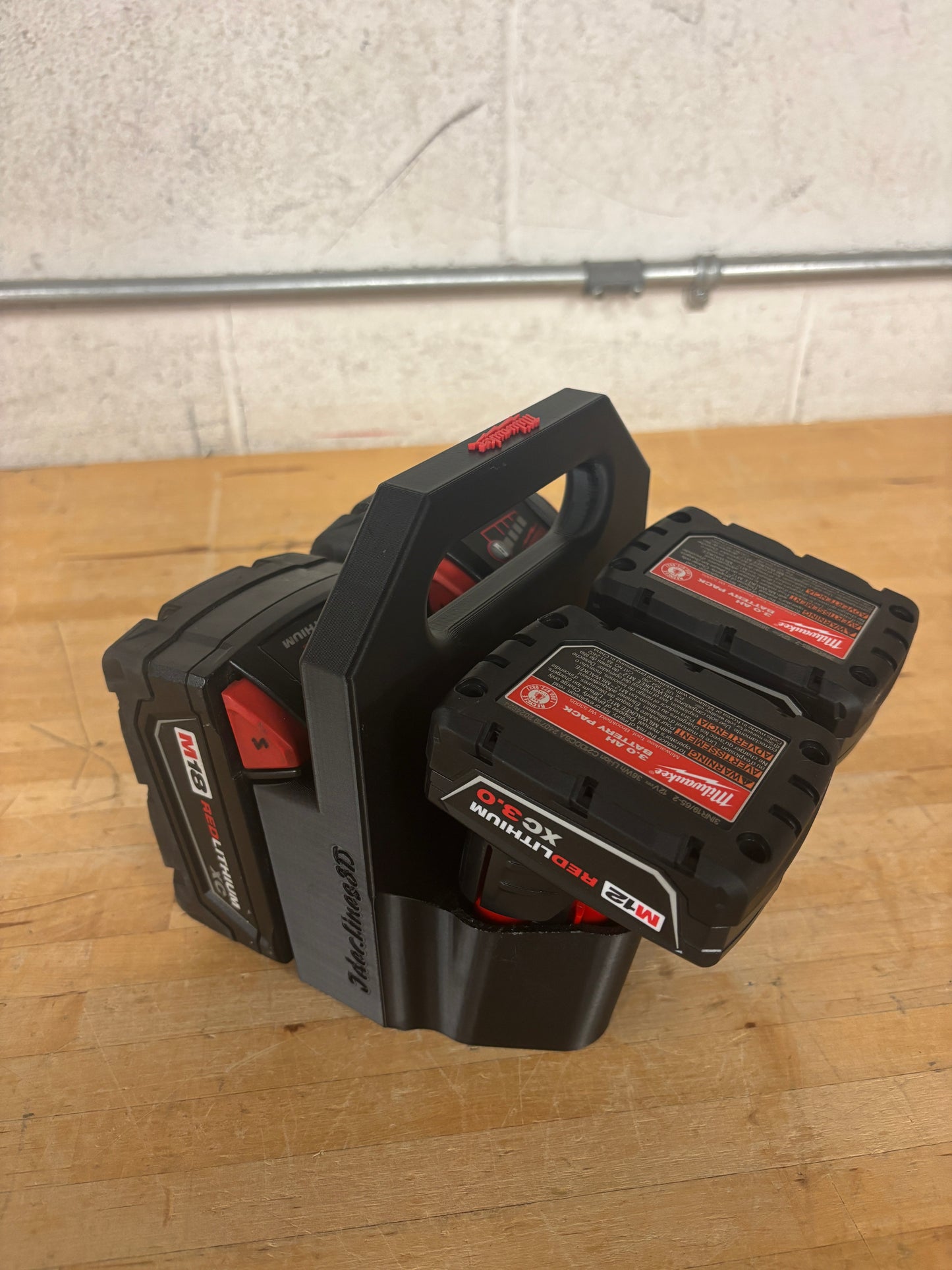 Battery Caddy for Milwaukee Combo M12 and M18 Batteries – holds 4 Batteries, Optional Milwaukee Packout Mounting