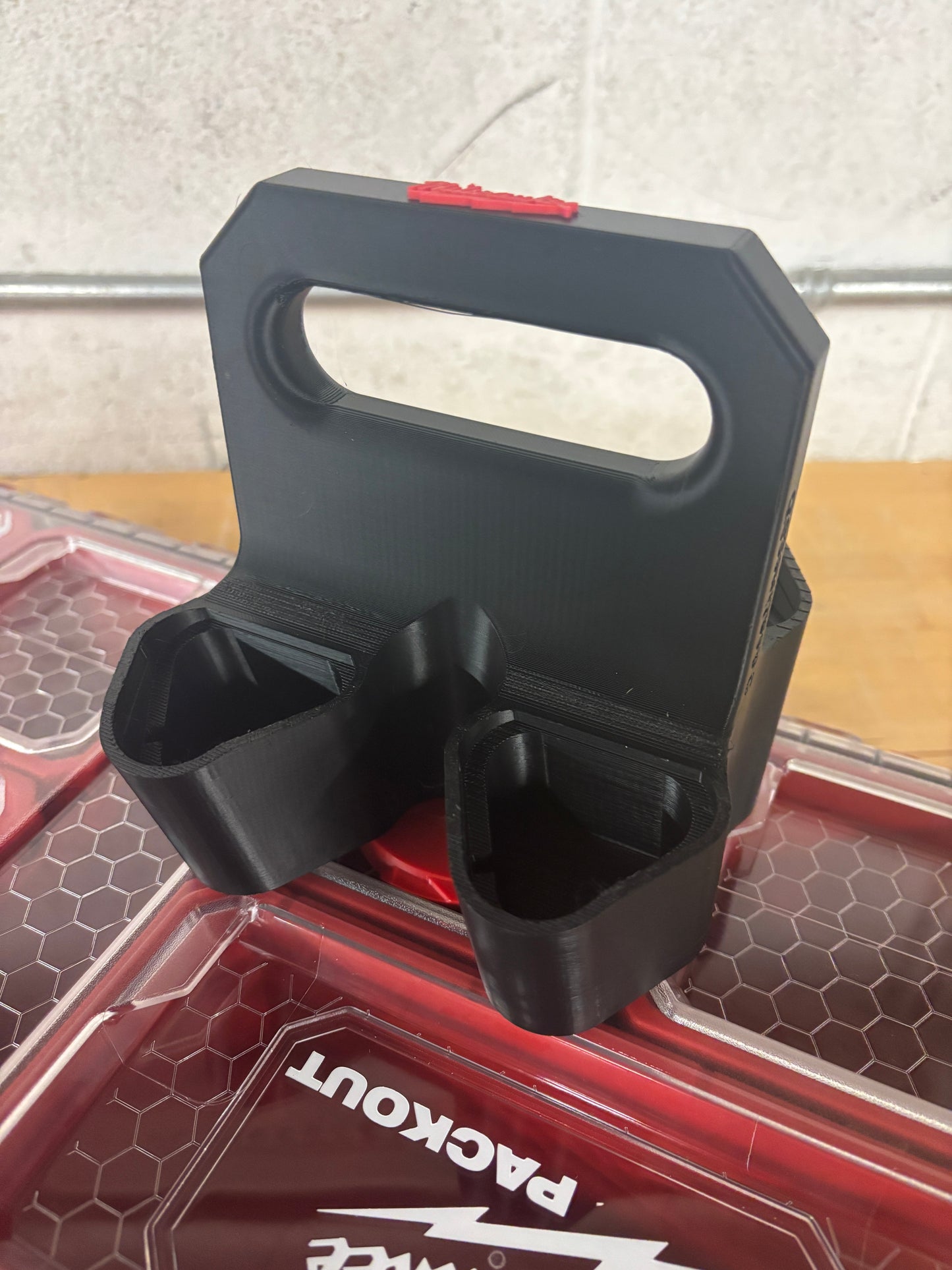 Battery Caddy for Milwaukee M12 Batteries – holds 4 Batteries, Optional Milwaukee Packout Mounting