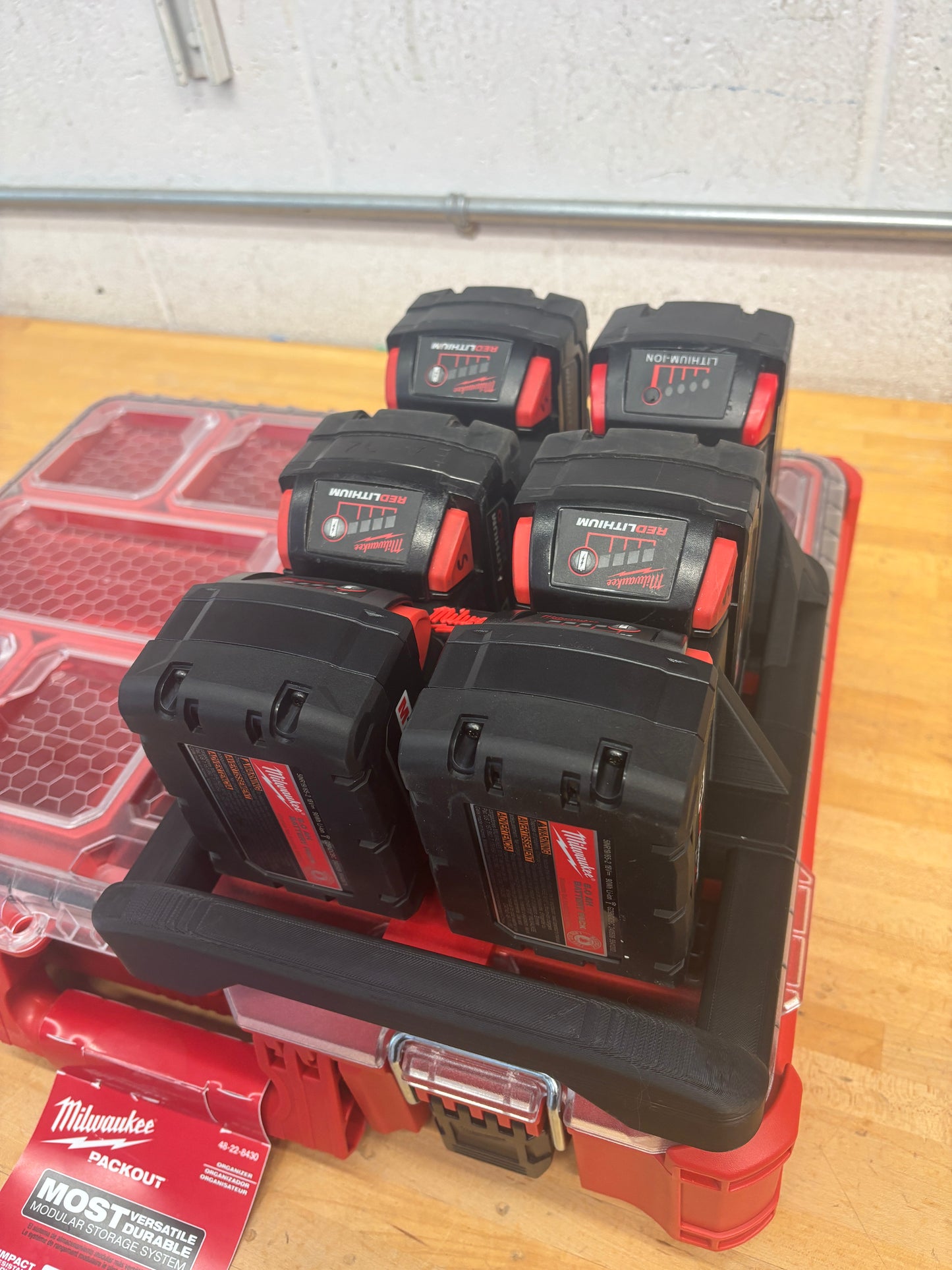 Milwaukee Packout Holder Carrier for Milwaukee M18 Batteries - holds 6 Batteries