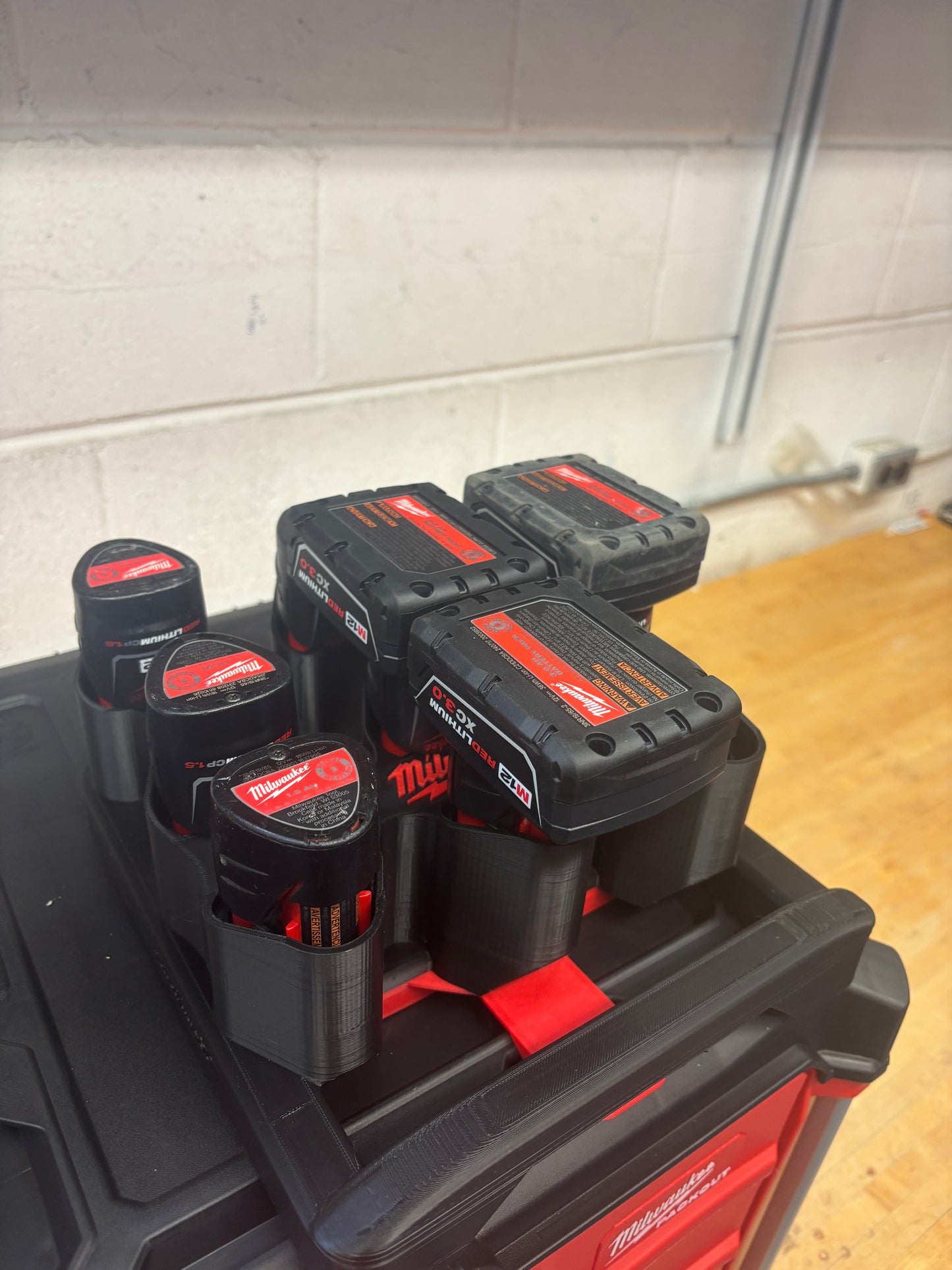 Milwaukee Packout Holder Carrier for Milwaukee M12 Batteries - holds 9 Batteries