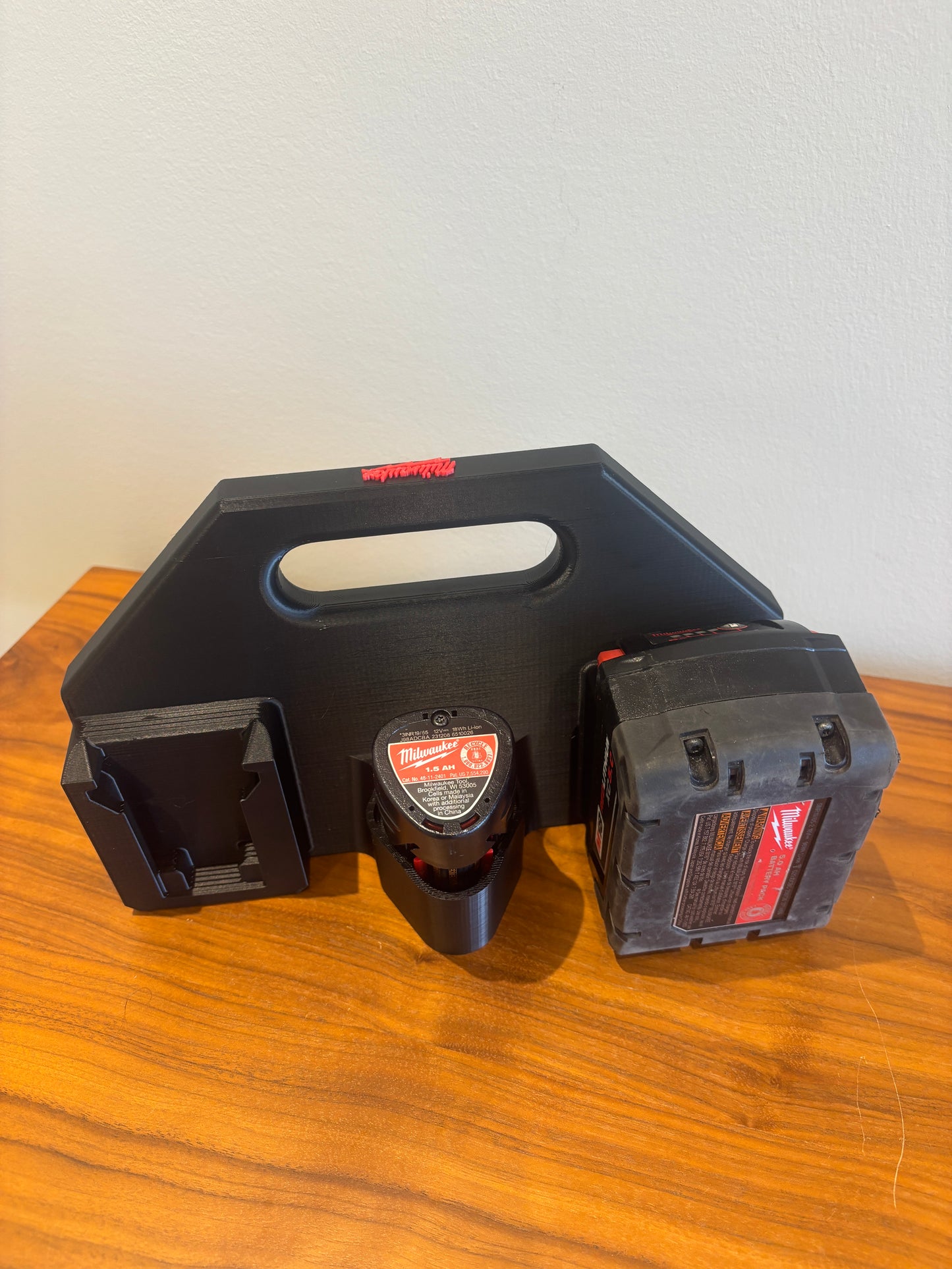 Battery Caddy for Milwaukee Combo M12 and M18 Batteries – holds 6 Batteries, Optional Milwaukee Packout Mounting