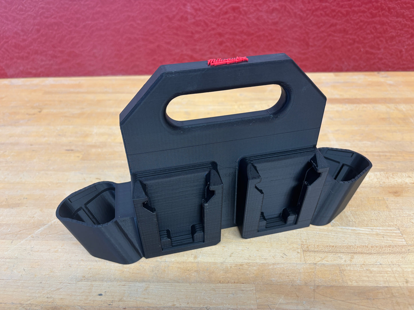 Battery Caddy for Milwaukee Combo M12 and M18 Batteries – holds 4xM18 and 2xM12 Batteries, Optional Milwaukee Packout Mounting
