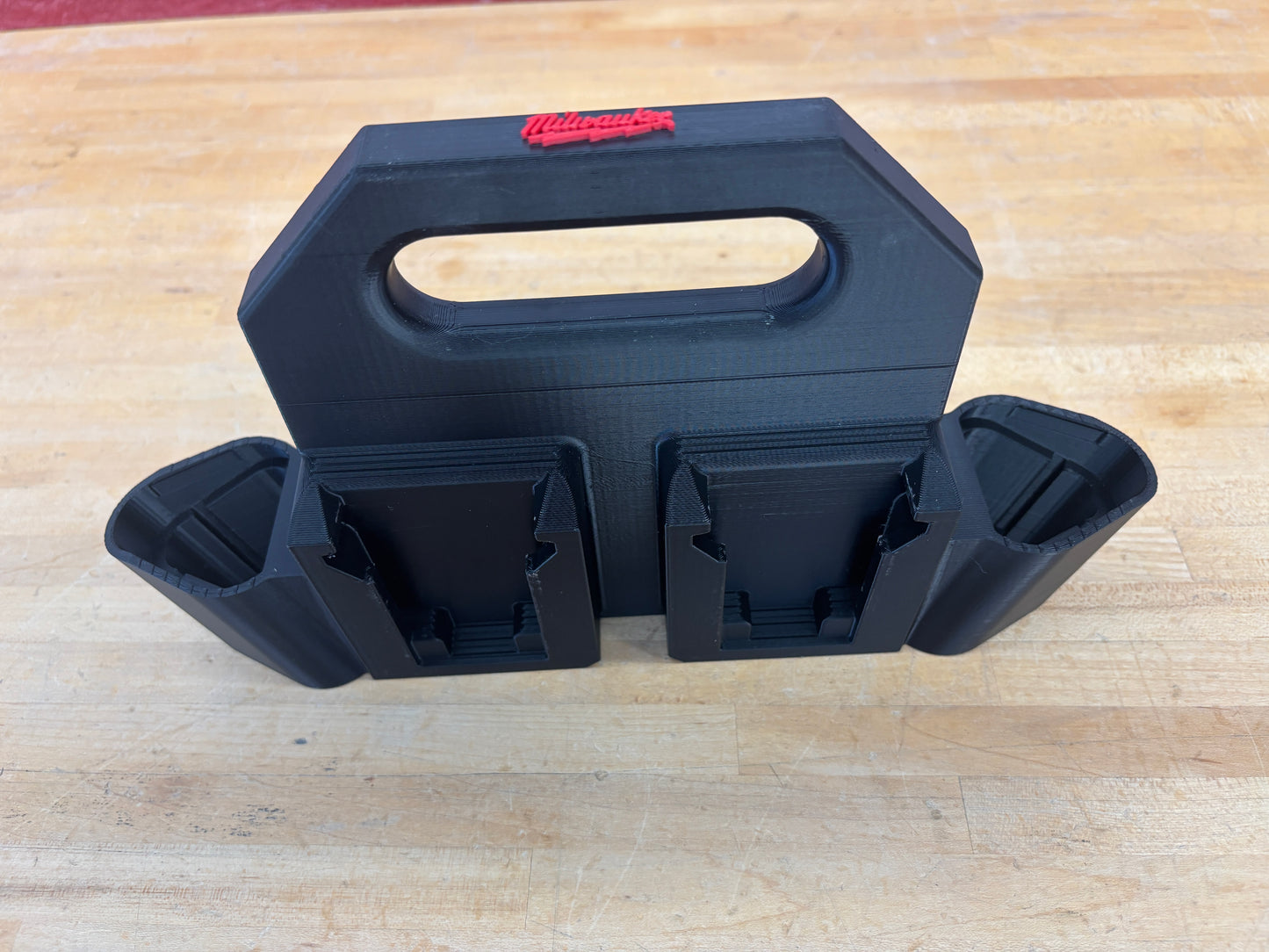 Battery Caddy for Milwaukee Combo M12 and M18 Batteries – holds 4xM18 and 2xM12 Batteries, Optional Milwaukee Packout Mounting
