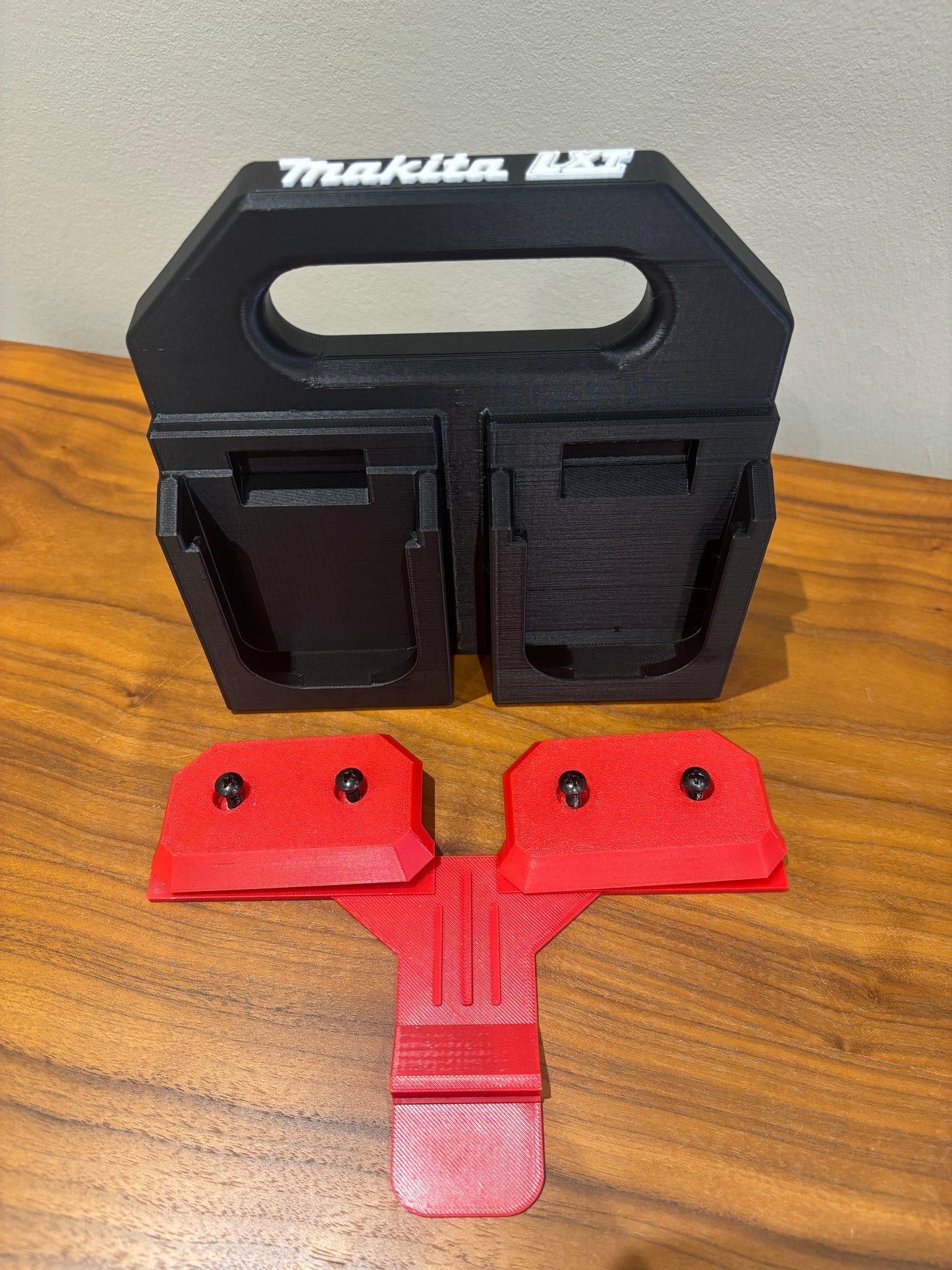 Battery Caddy for Makita LTX 18V Batteries – holds 4 Batteries, Optional Milwaukee Packout Mounting