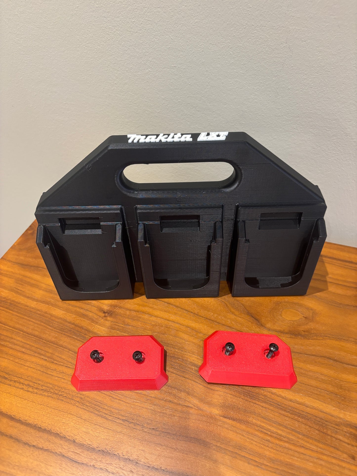 Battery Caddy for Makita LTX 18V Batteries – holds 6 Batteries, Optional Milwaukee Packout Mounting