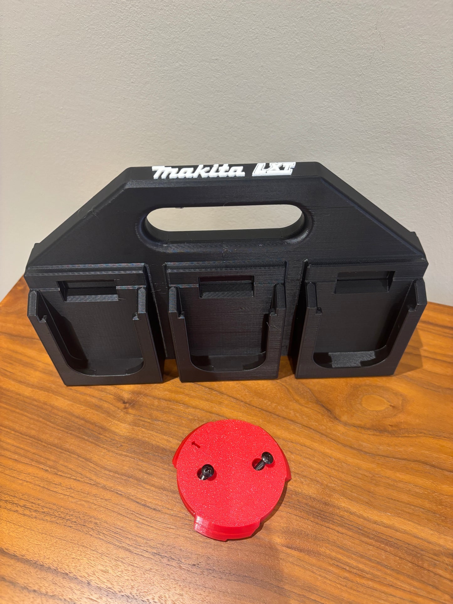 Battery Caddy for Makita LTX 18V Batteries – holds 6 Batteries, Optional Milwaukee Packout Mounting