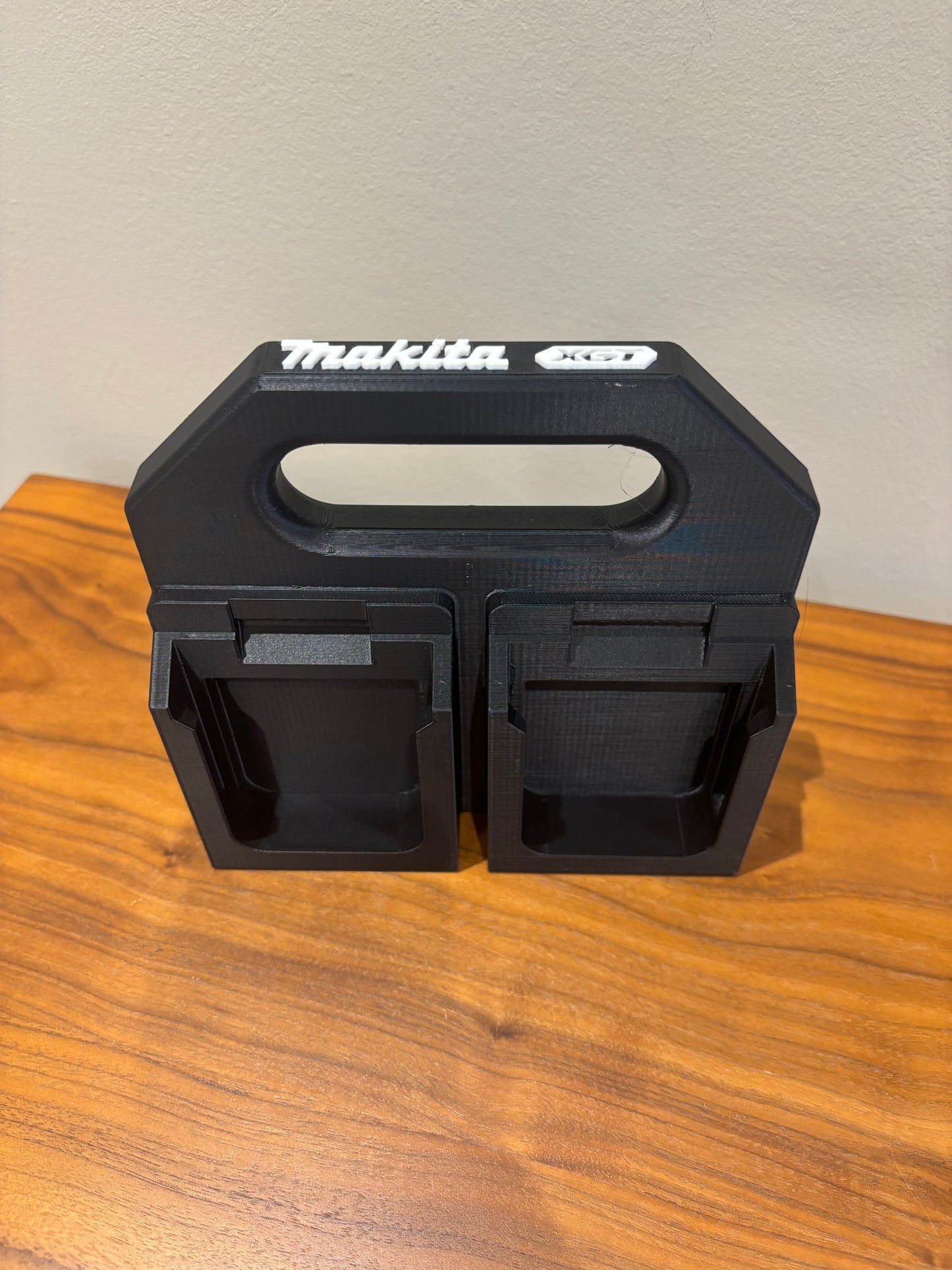 Battery Caddy for Makita XGT 40V Batteries – holds 4 Batteries, Optional Milwaukee Packout Mounting