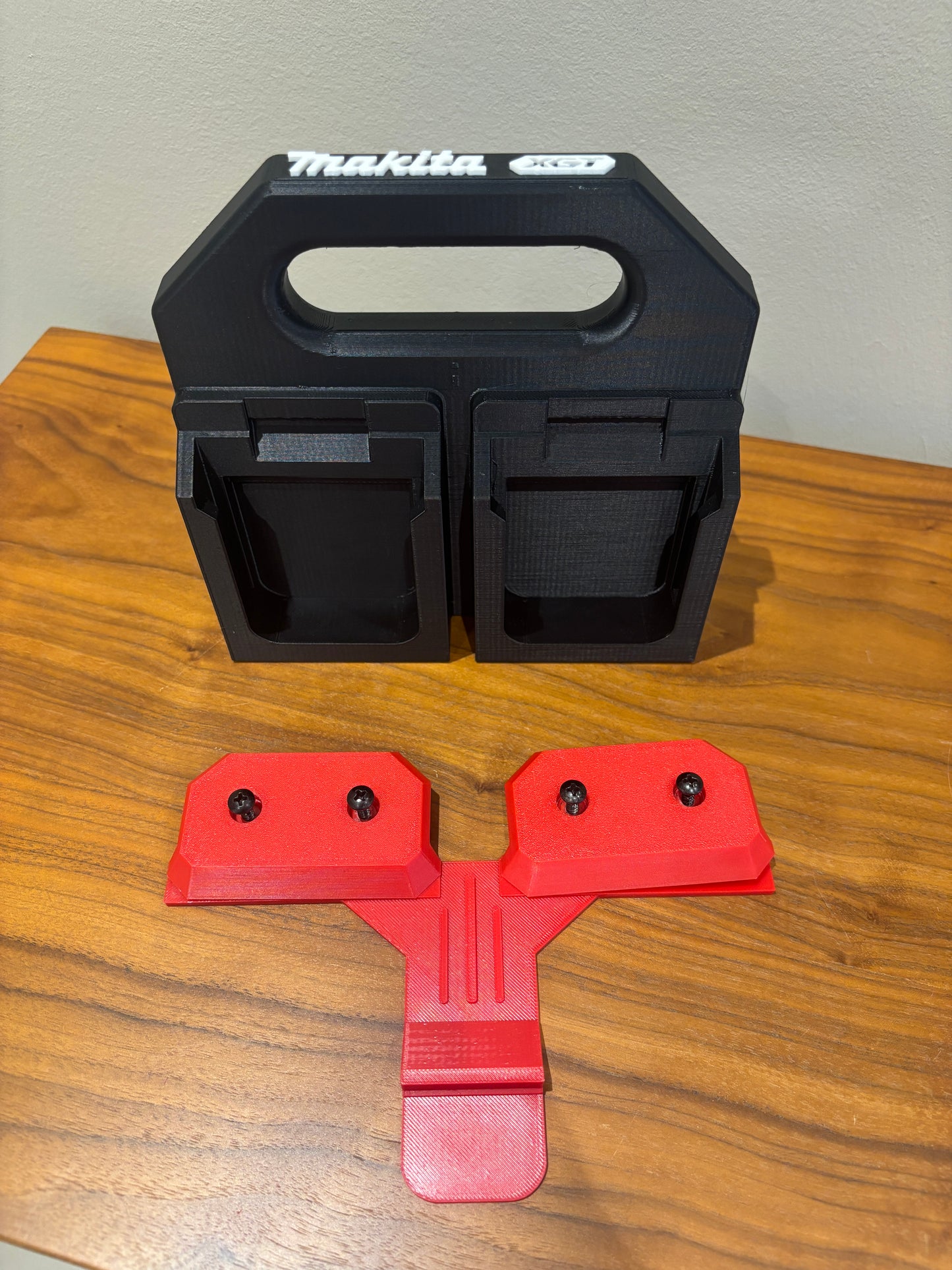 Battery Caddy for Makita XGT 40V Batteries – holds 4 Batteries, Optional Milwaukee Packout Mounting