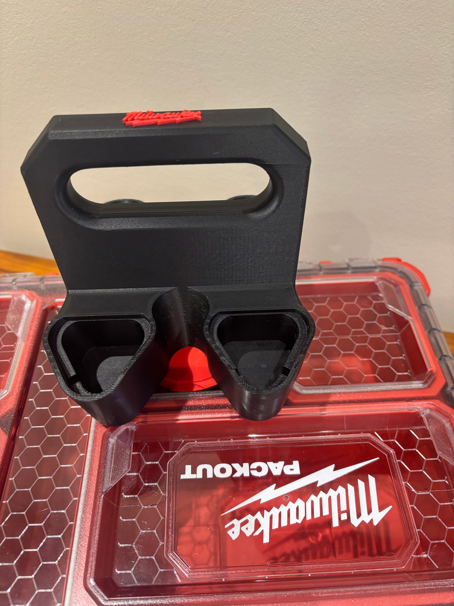 Battery Caddy for Milwaukee M12 Batteries – holds 4 Batteries, Optional Milwaukee Packout Mounting
