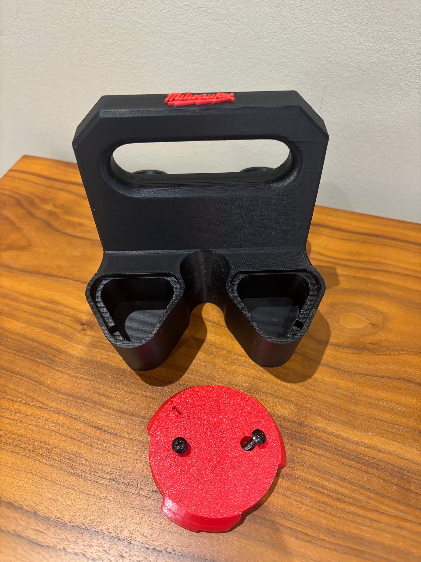 Battery Caddy for Milwaukee M12 Batteries – holds 4 Batteries, Optional Milwaukee Packout Mounting
