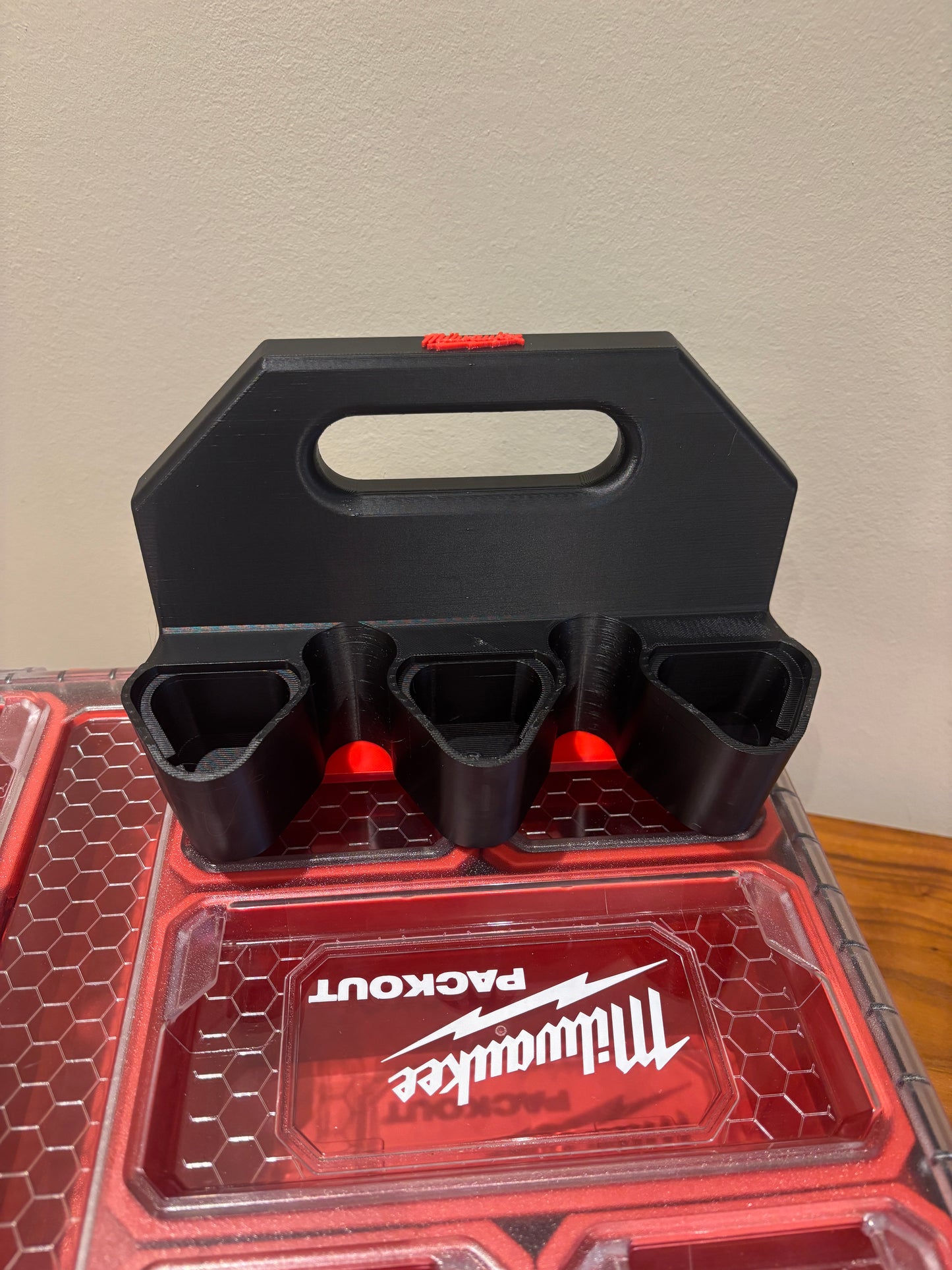 Battery Caddy for Milwaukee M12 Batteries – holds 6 Batteries, Optional Milwaukee Packout Mounting