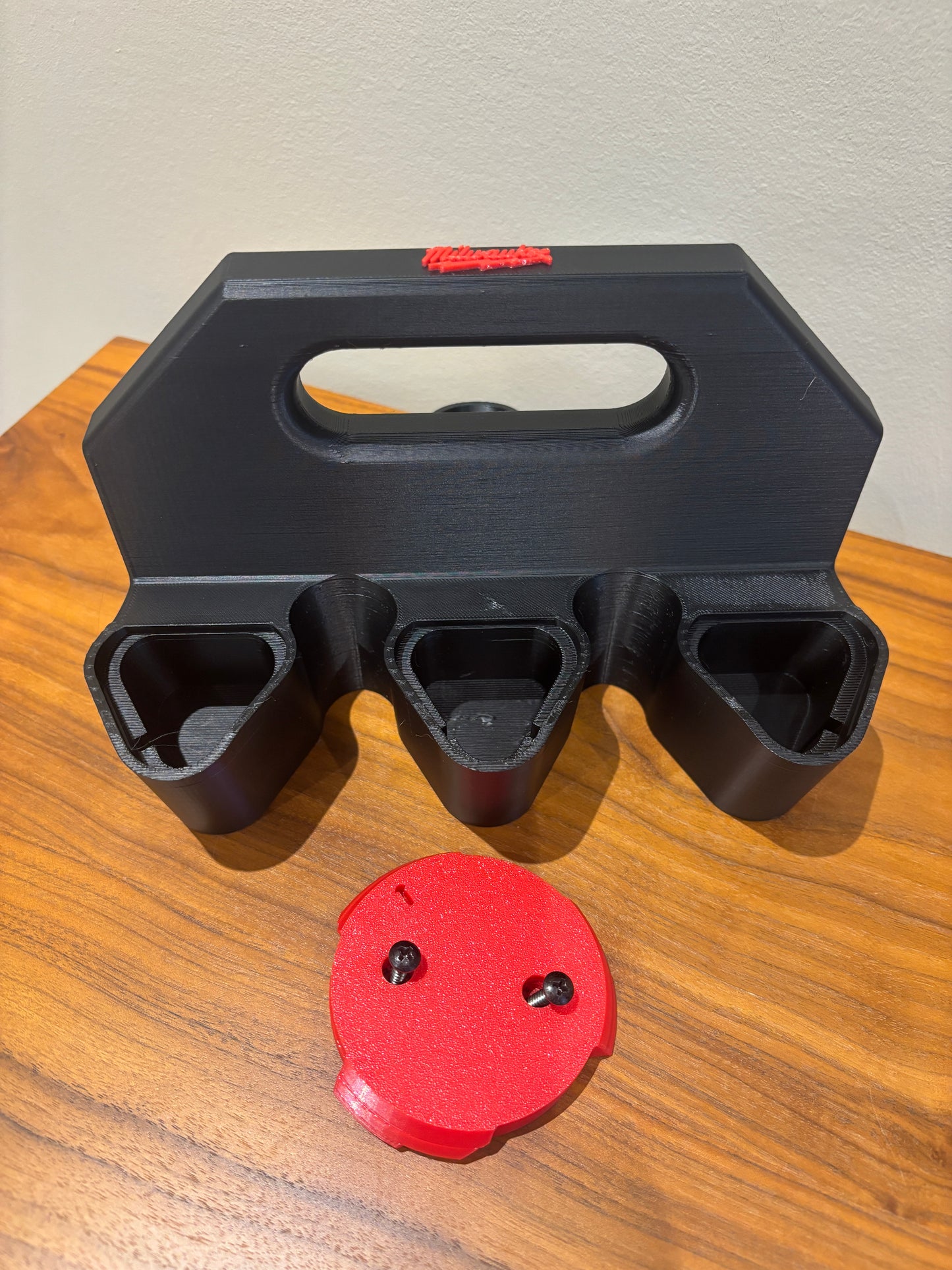 Battery Caddy for Milwaukee M12 Batteries – holds 6 Batteries, Optional Milwaukee Packout Mounting