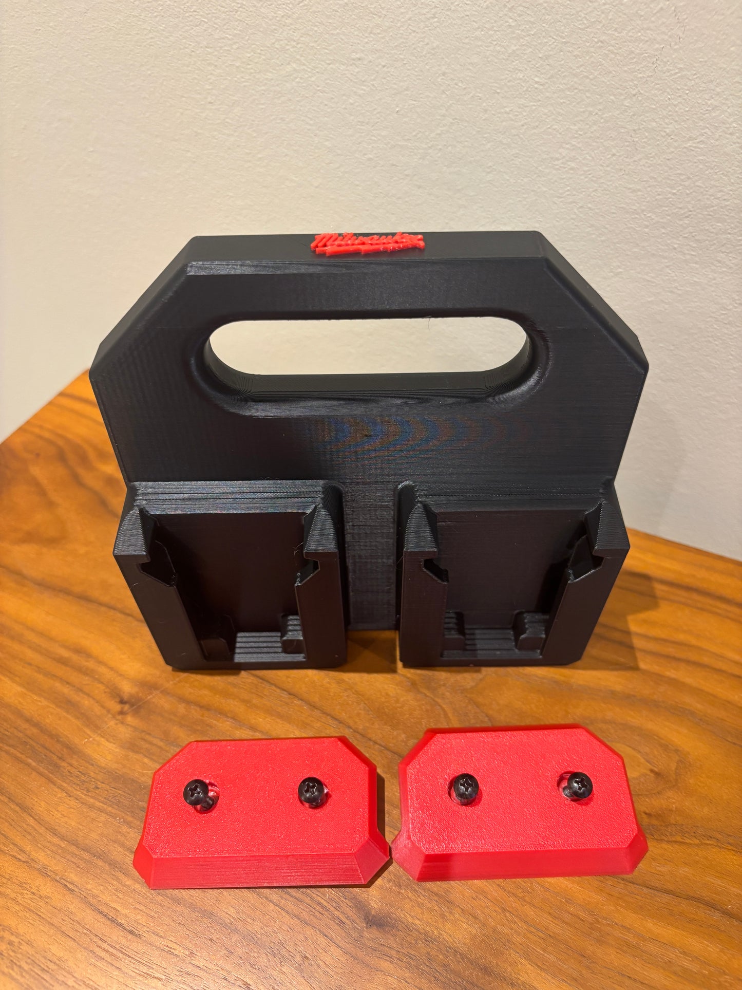 Battery Caddy for Milwaukee M18 Batteries – holds 4 Batteries, Optional Milwaukee Packout Mounting