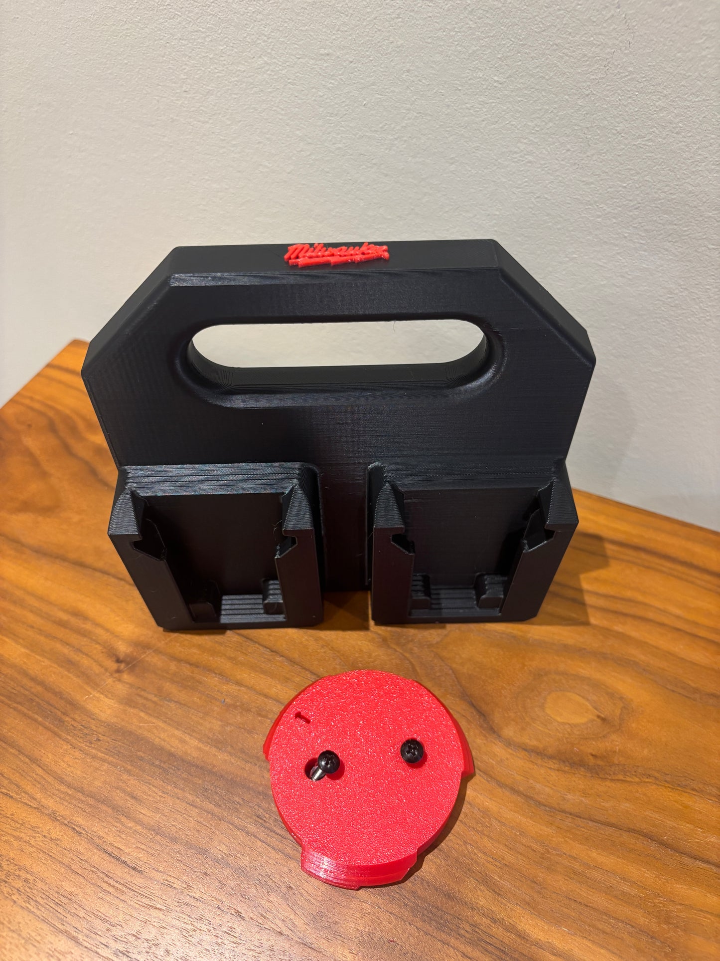Battery Caddy for Milwaukee M18 Batteries – holds 4 Batteries, Optional Milwaukee Packout Mounting