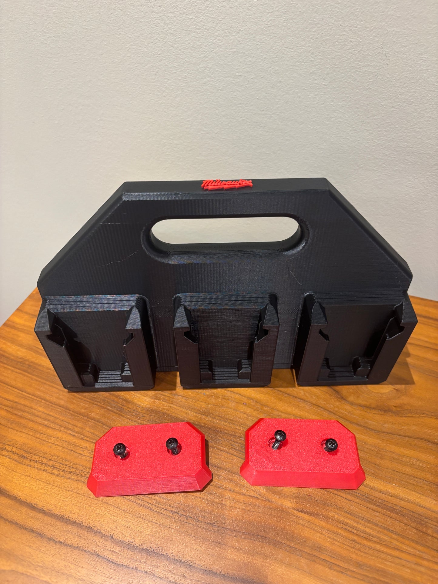 Battery Caddy for Milwaukee M18 Batteries – holds 6 Batteries, Optional Milwaukee Packout Mounting