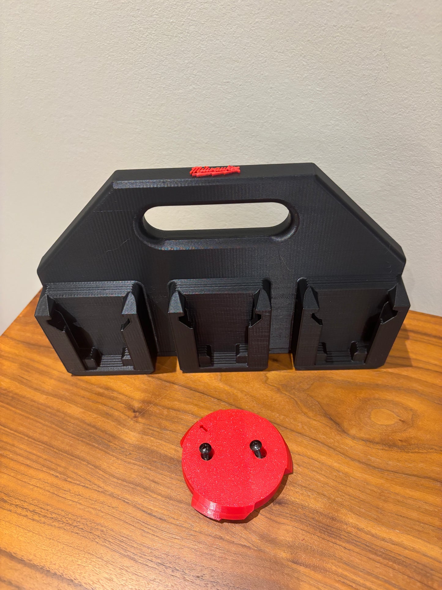 Battery Caddy for Milwaukee M18 Batteries – holds 6 Batteries, Optional Milwaukee Packout Mounting