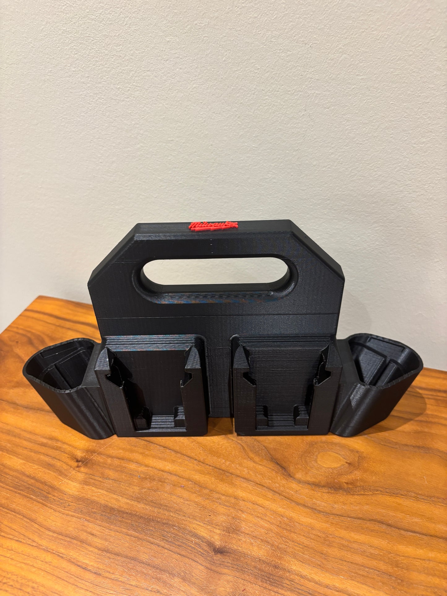 Battery Caddy for Milwaukee Combo M12 and M18 Batteries – holds 4xM18 and 2xM12 Batteries, Optional Milwaukee Packout Mounting