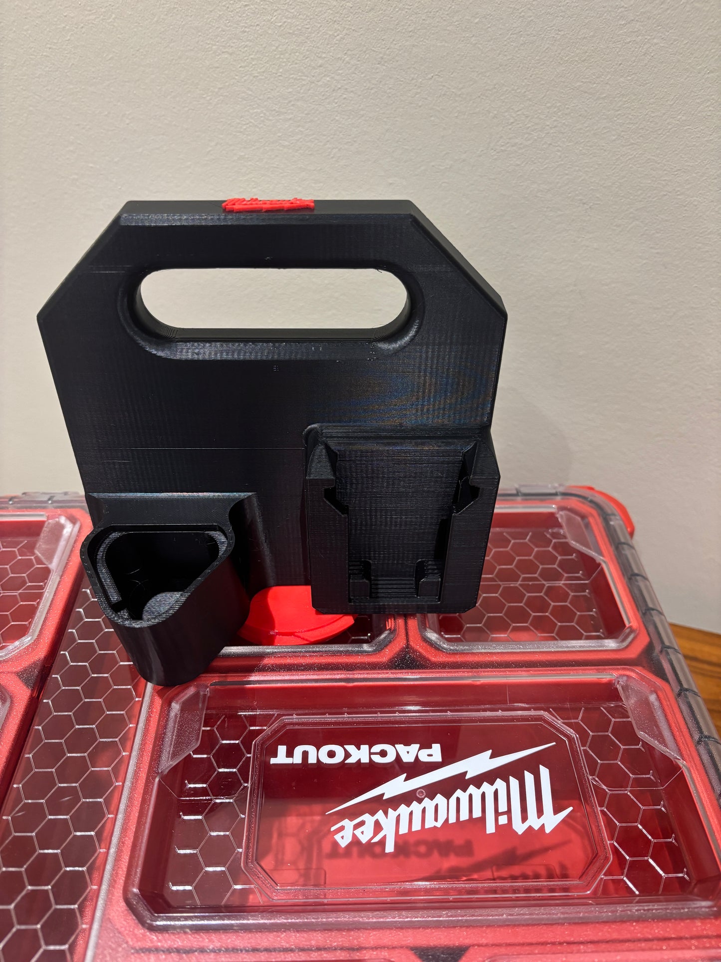 Battery Caddy for Milwaukee Combo M12 and M18 Batteries – holds 4 Batteries, Optional Milwaukee Packout Mounting