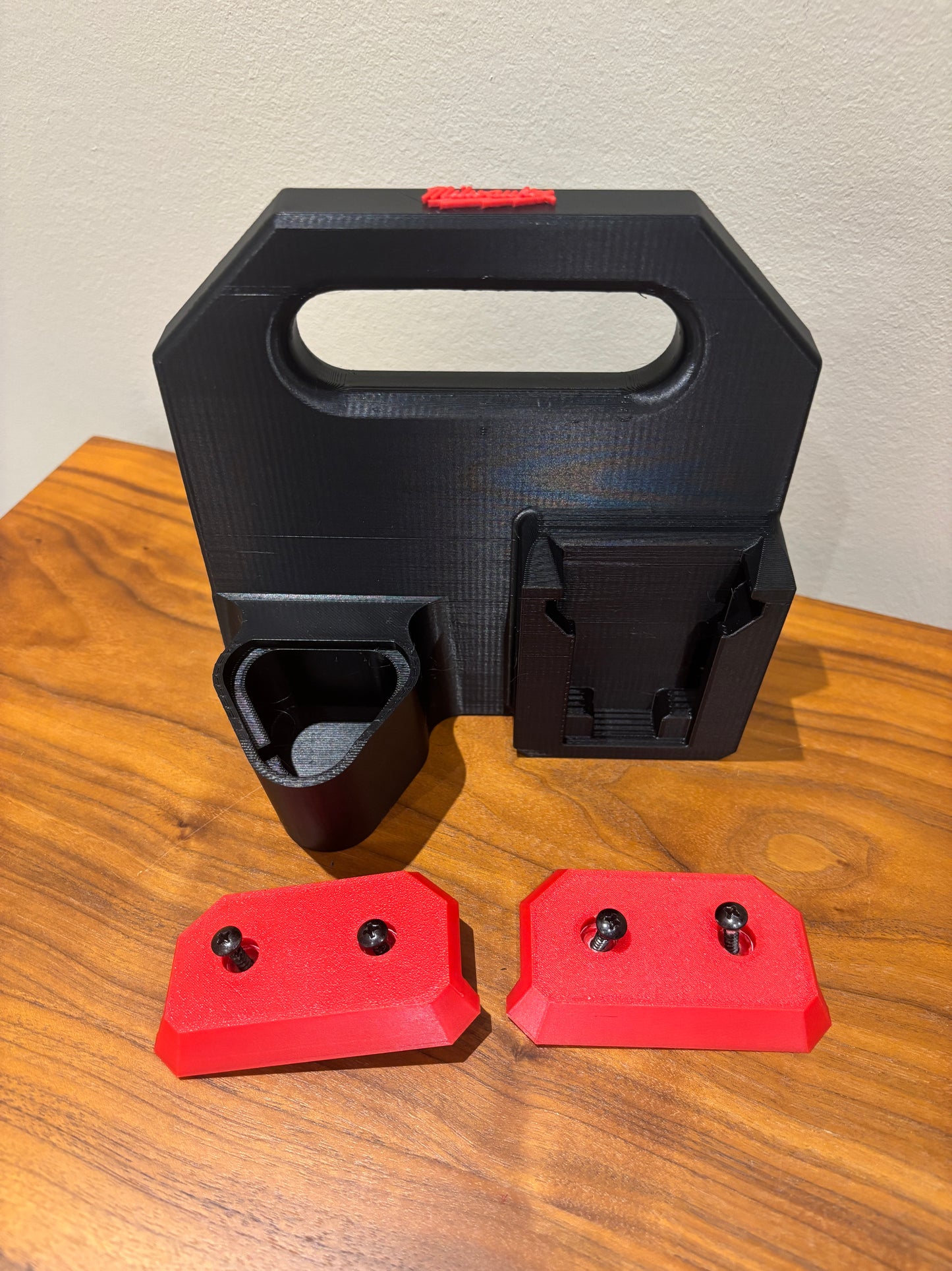 Battery Caddy for Milwaukee Combo M12 and M18 Batteries – holds 4 Batteries, Optional Milwaukee Packout Mounting