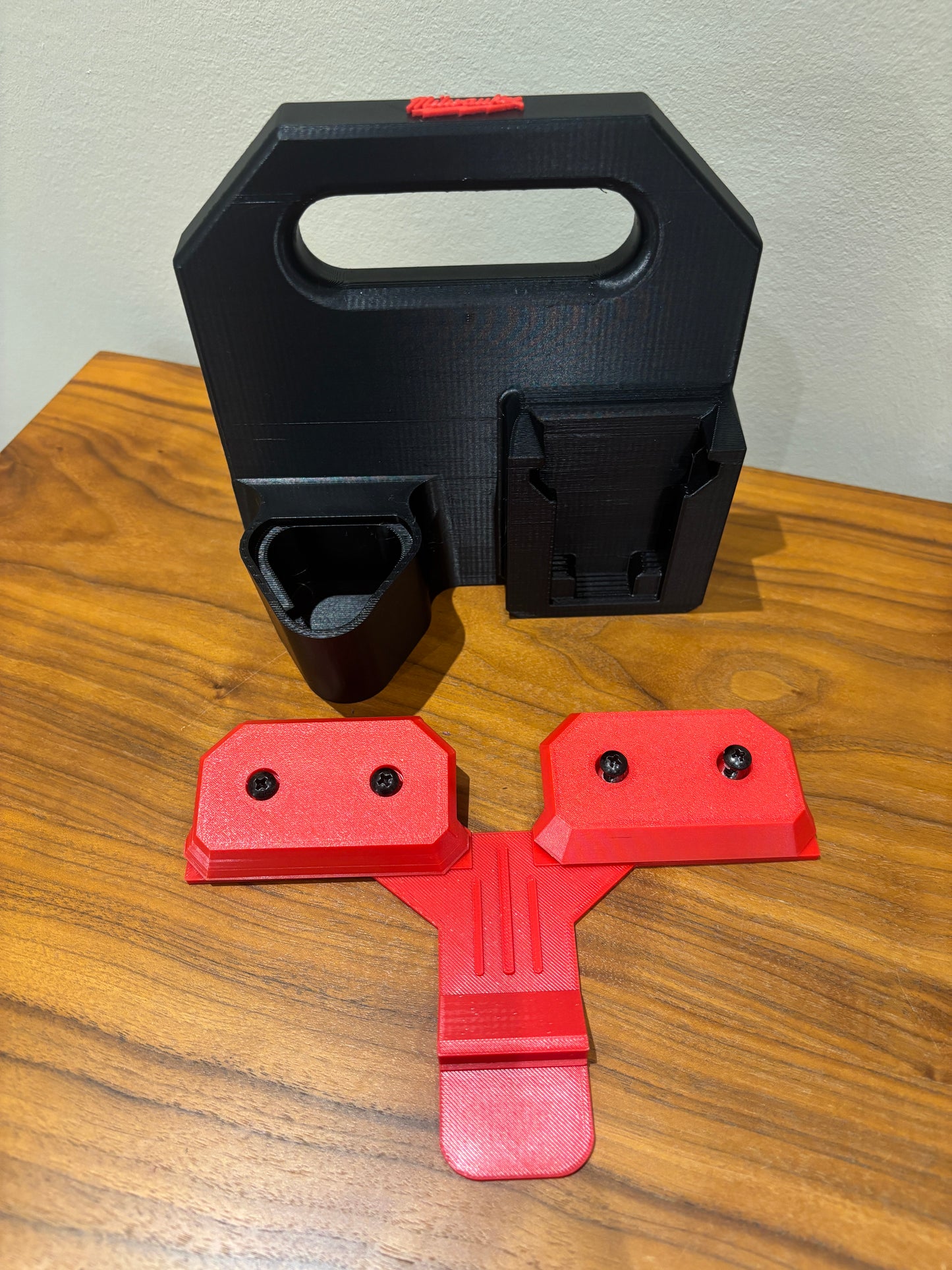 Battery Caddy for Milwaukee Combo M12 and M18 Batteries – holds 4 Batteries, Optional Milwaukee Packout Mounting