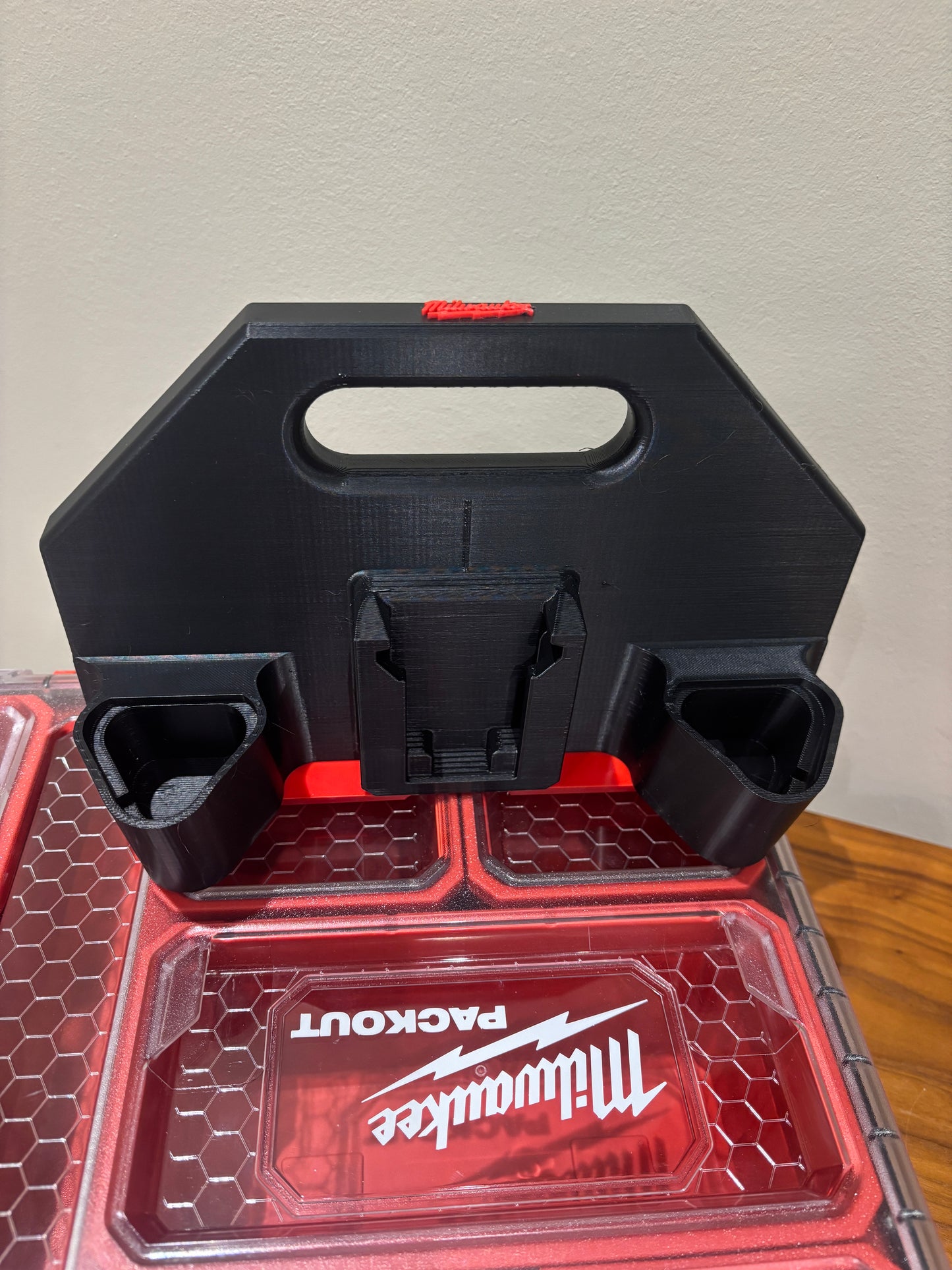 Battery Caddy for Milwaukee Combo M12 and M18 Batteries – holds 6 Batteries, Optional Milwaukee Packout Mounting