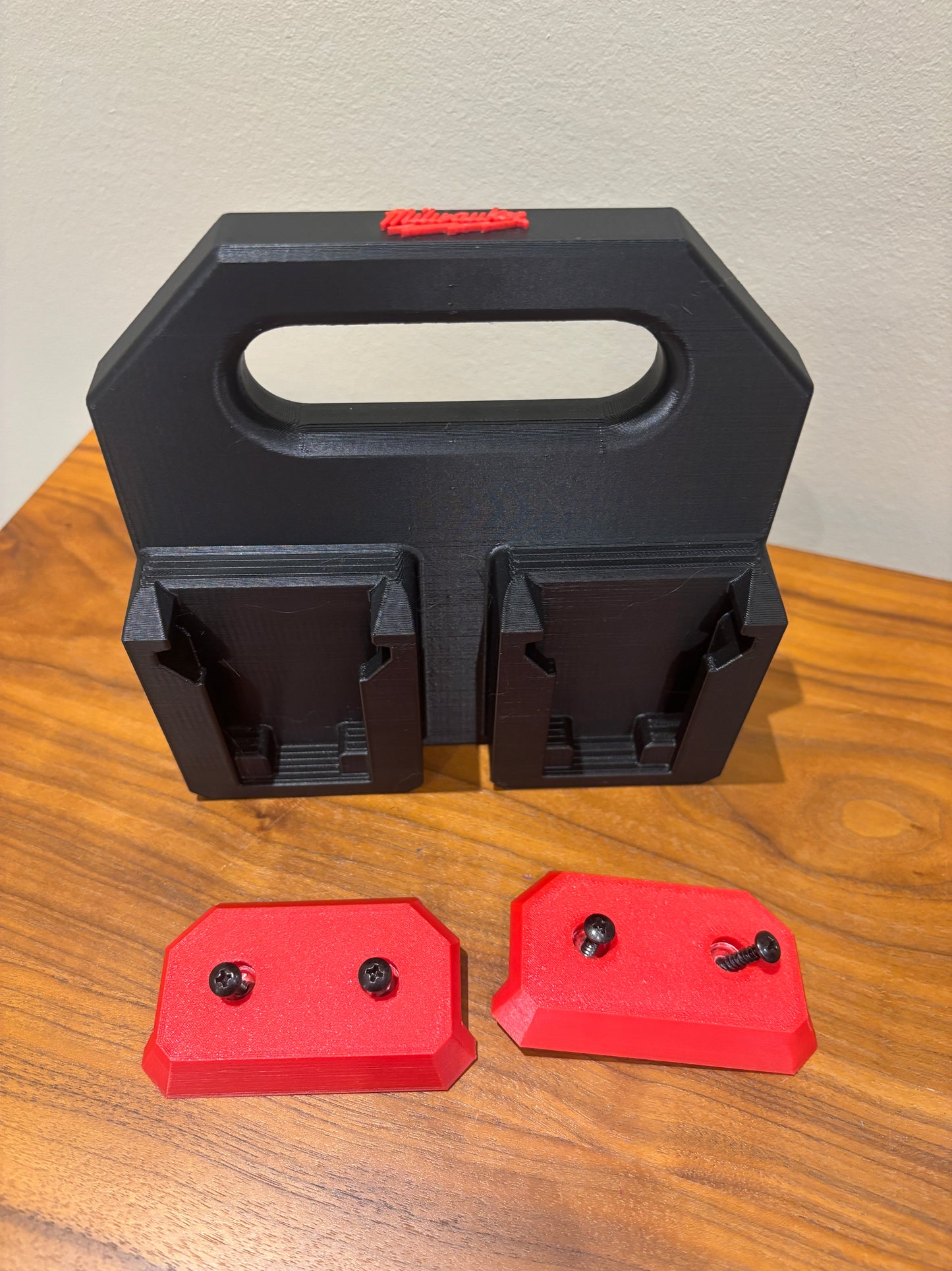 Battery Caddy for Milwaukee Combo M12 and M18 Batteries – holds 4 Batteries, Optional Milwaukee Packout Mounting