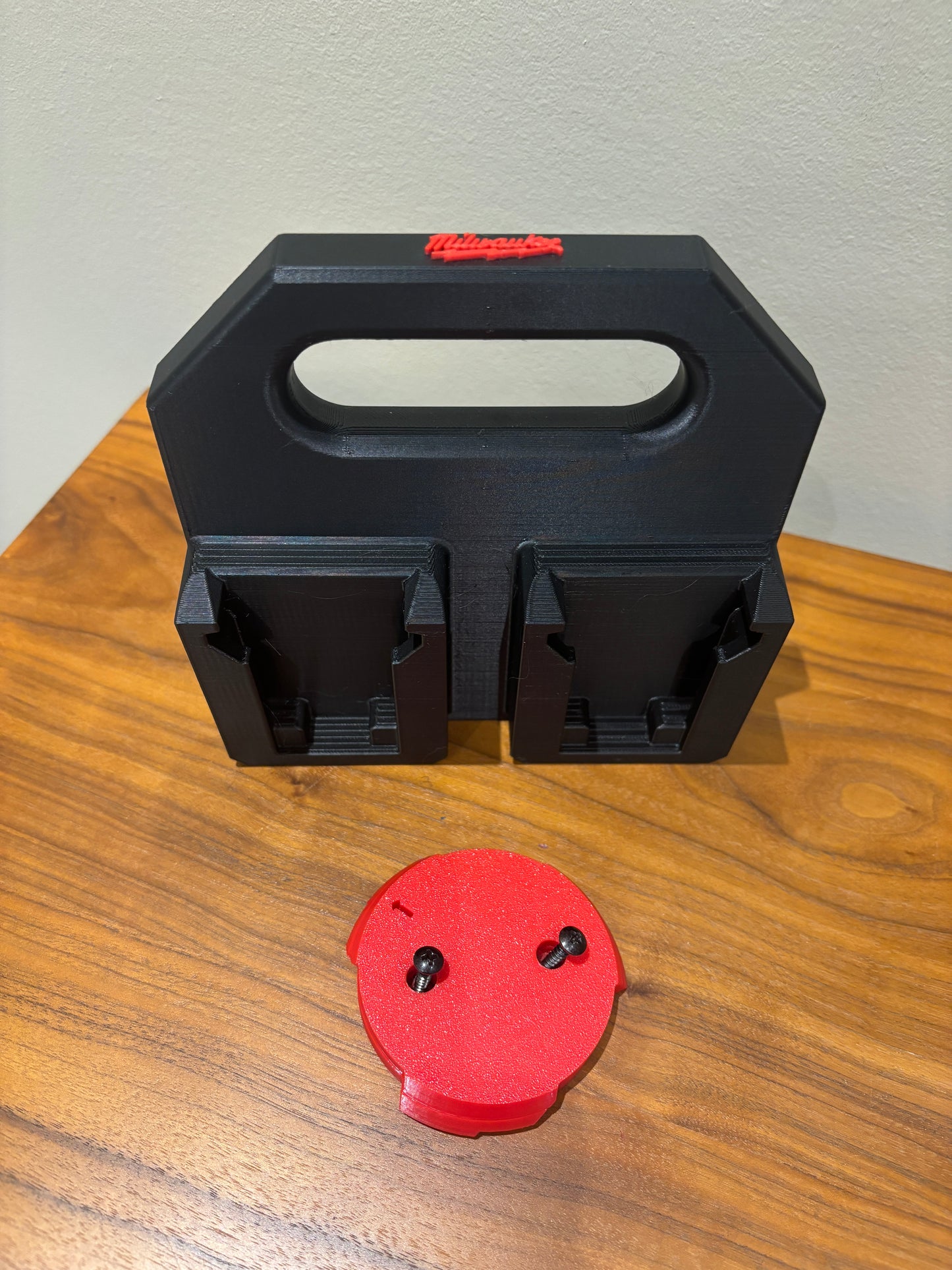 Battery Caddy for Milwaukee Combo M12 and M18 Batteries – holds 4 Batteries, Optional Milwaukee Packout Mounting