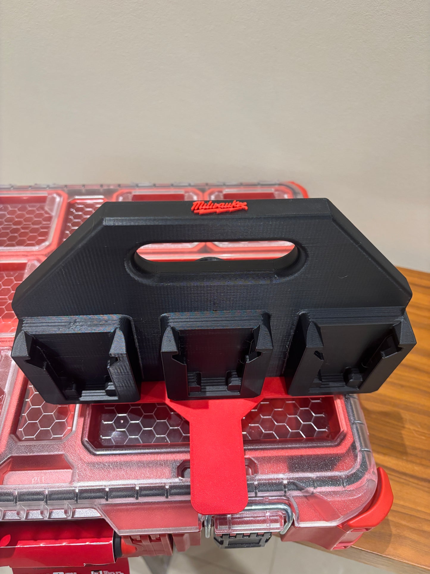 Battery Caddy for Milwaukee Combo M12 and M18 Batteries – holds 6 Batteries, Optional Milwaukee Packout Mounting