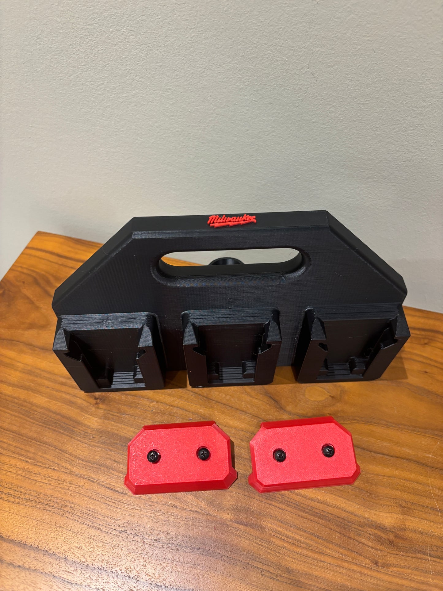 Battery Caddy for Milwaukee Combo M12 and M18 Batteries – holds 6 Batteries, Optional Milwaukee Packout Mounting