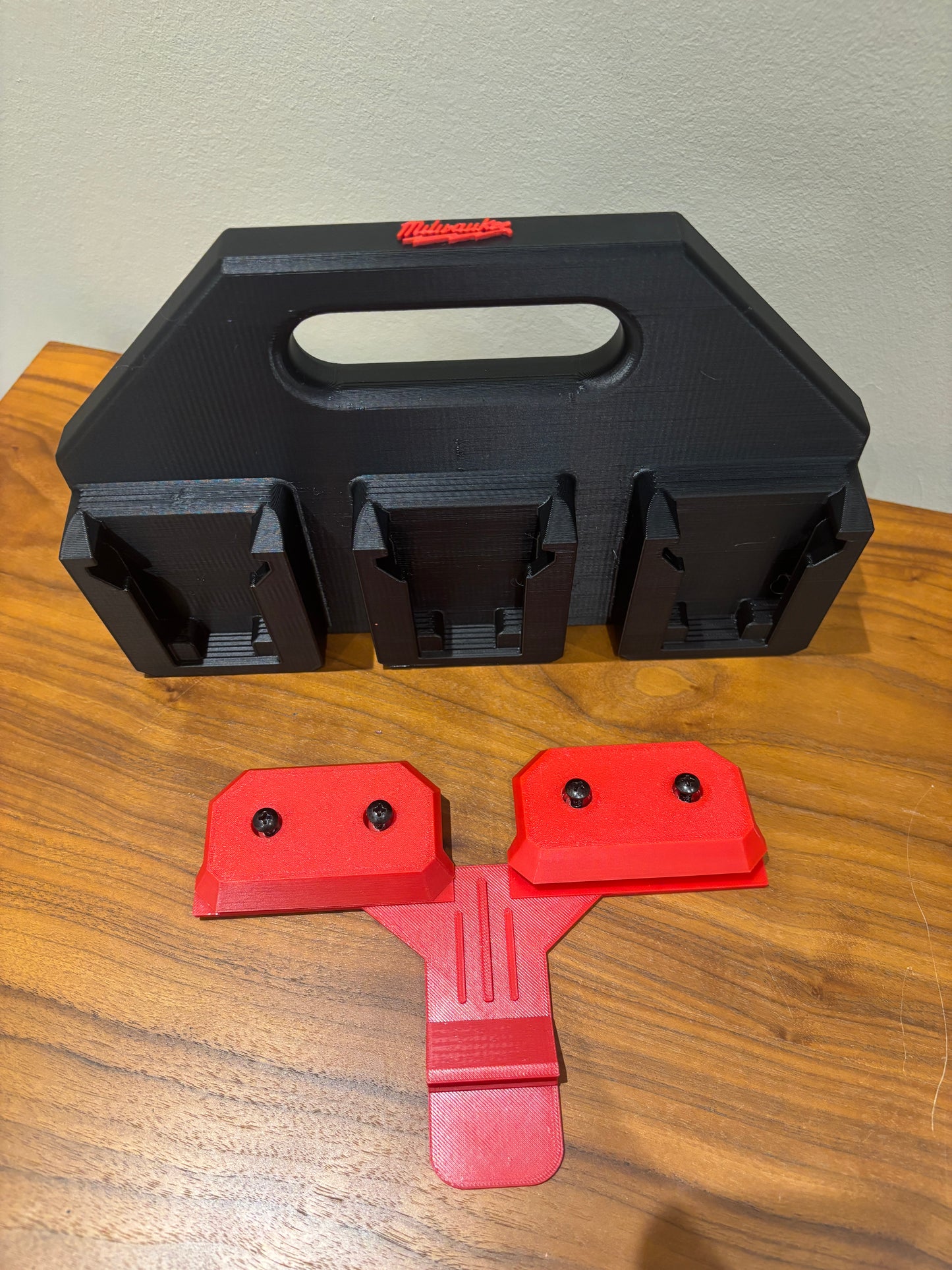 Battery Caddy for Milwaukee Combo M12 and M18 Batteries – holds 6 Batteries, Optional Milwaukee Packout Mounting