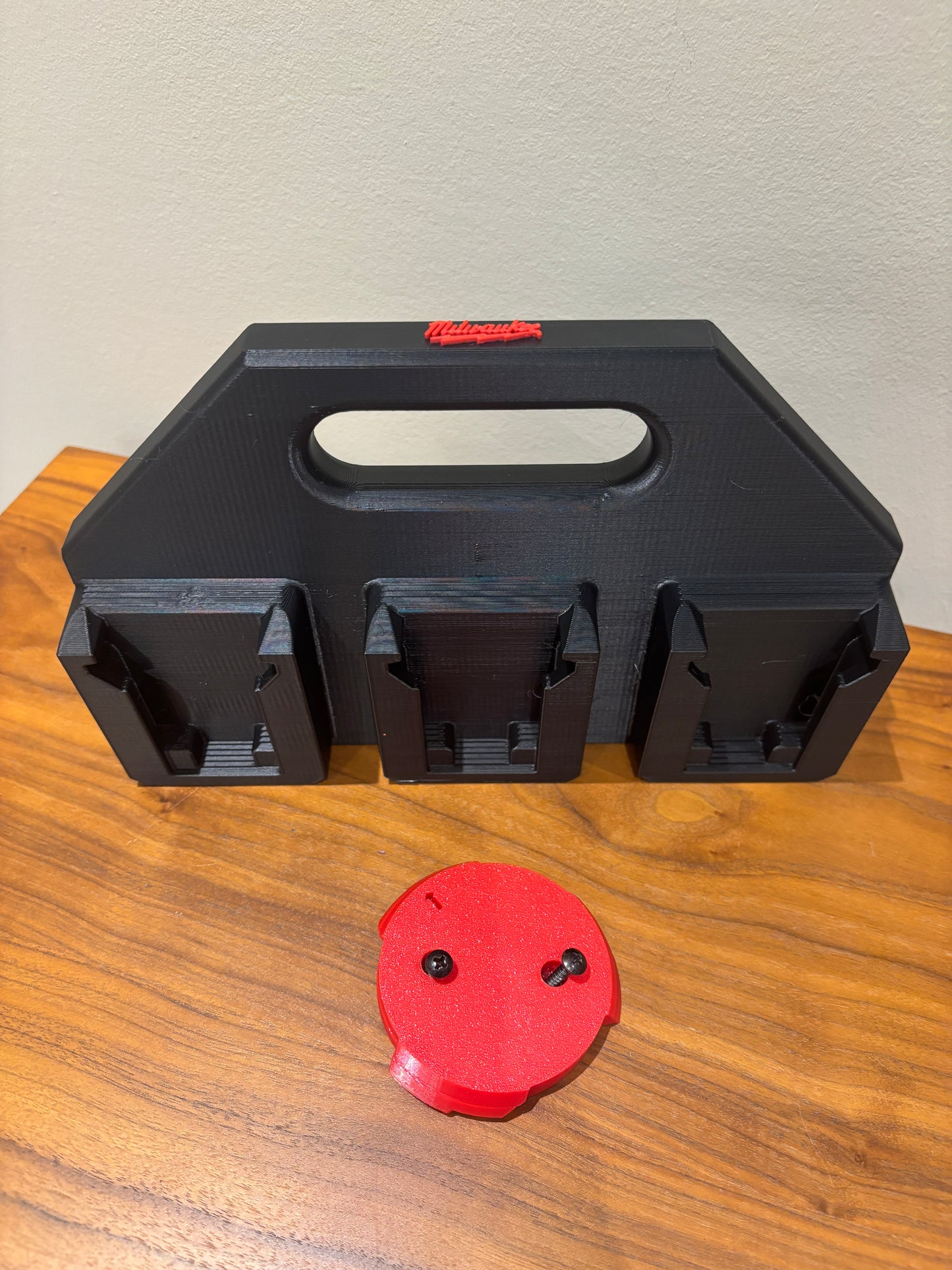 Battery Caddy for Milwaukee Combo M12 and M18 Batteries – holds 6 Batteries, Optional Milwaukee Packout Mounting