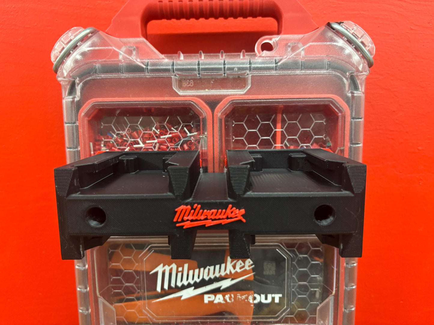 Wall Mount Holder for Milwaukee M18 Batteries – holds 4 Batteries, Optional Packout Mounting