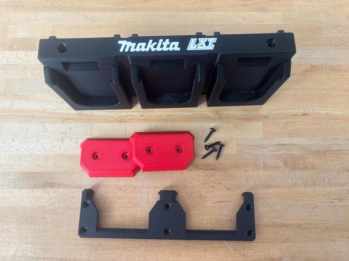 Wall Mount Holder for Makita 18V LXT Batteries – holds 6 Batteries, Optional Packout Mounting